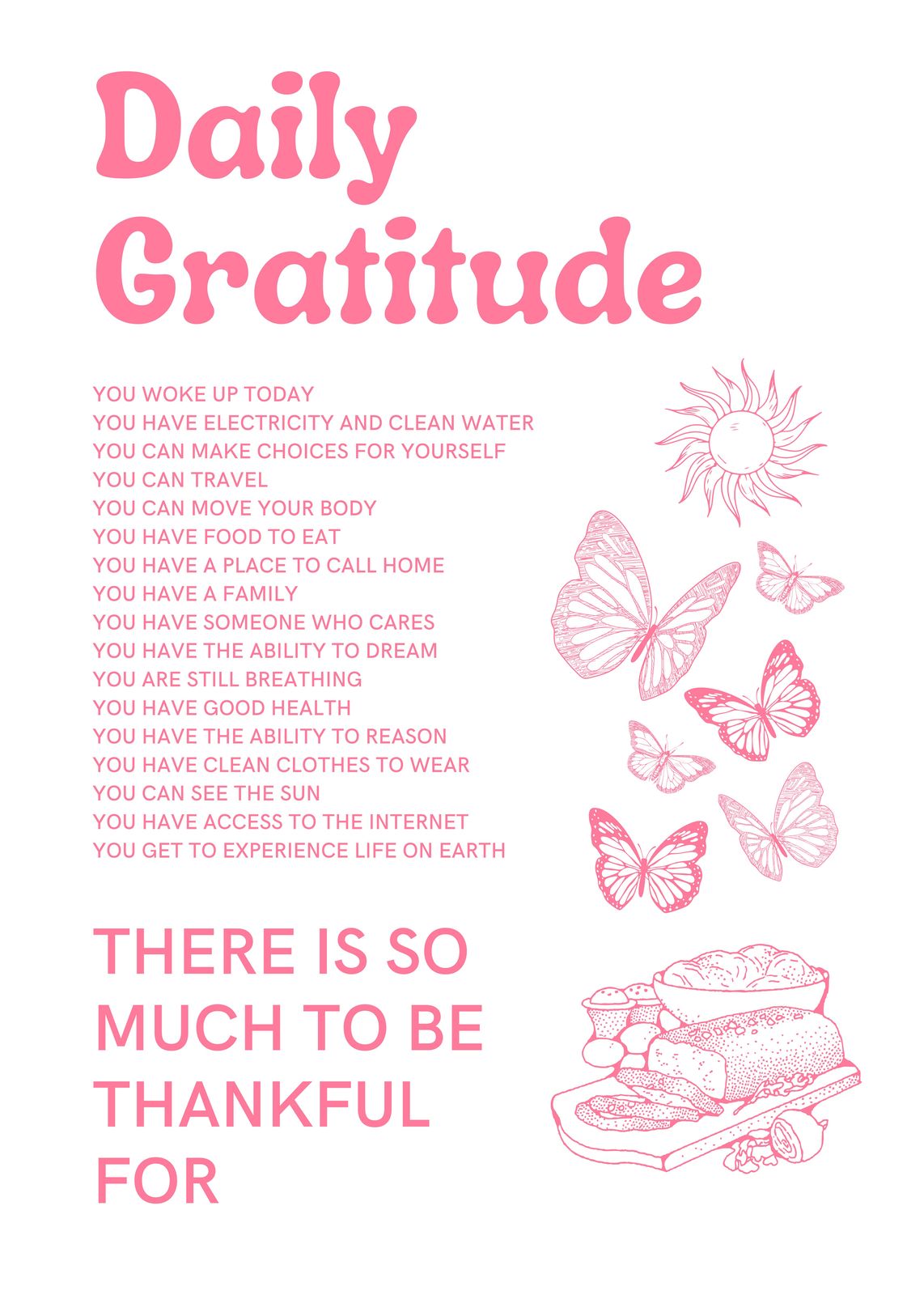 Daily Gratitude Boho Butterfly Wall Art Wall Art