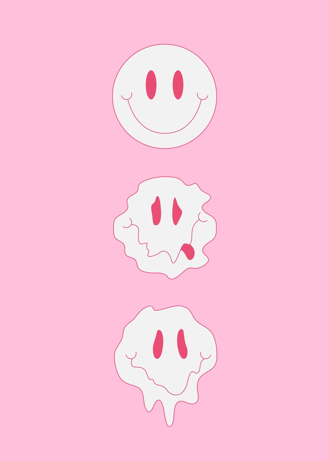 Melting Smiley Face Aesthetic Wall Art