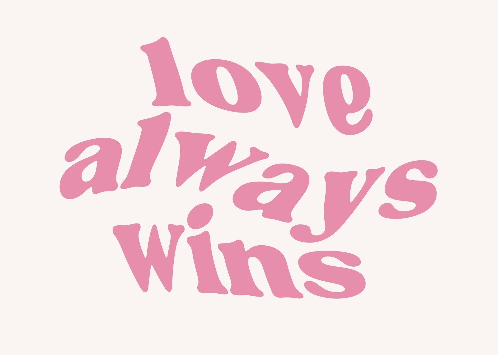 Love Always Wins Retro Pink Typography Wall Art