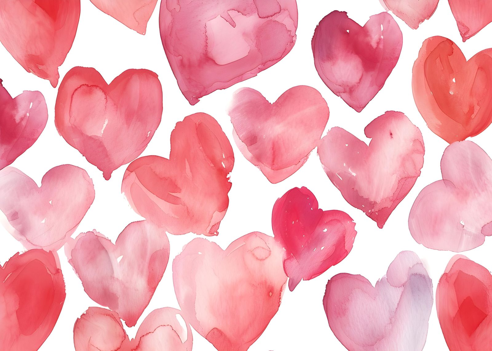 Watercolor Hearts Romantic Wall Art