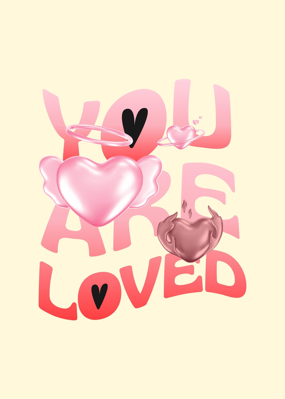 You Are Loved Pink Hearts Aura Wall Art