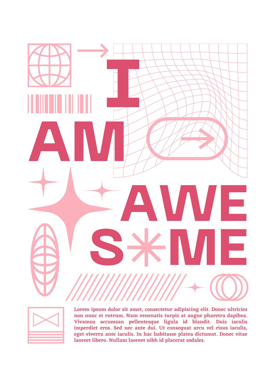I AM AWESOME Pink Graphic Wall Art