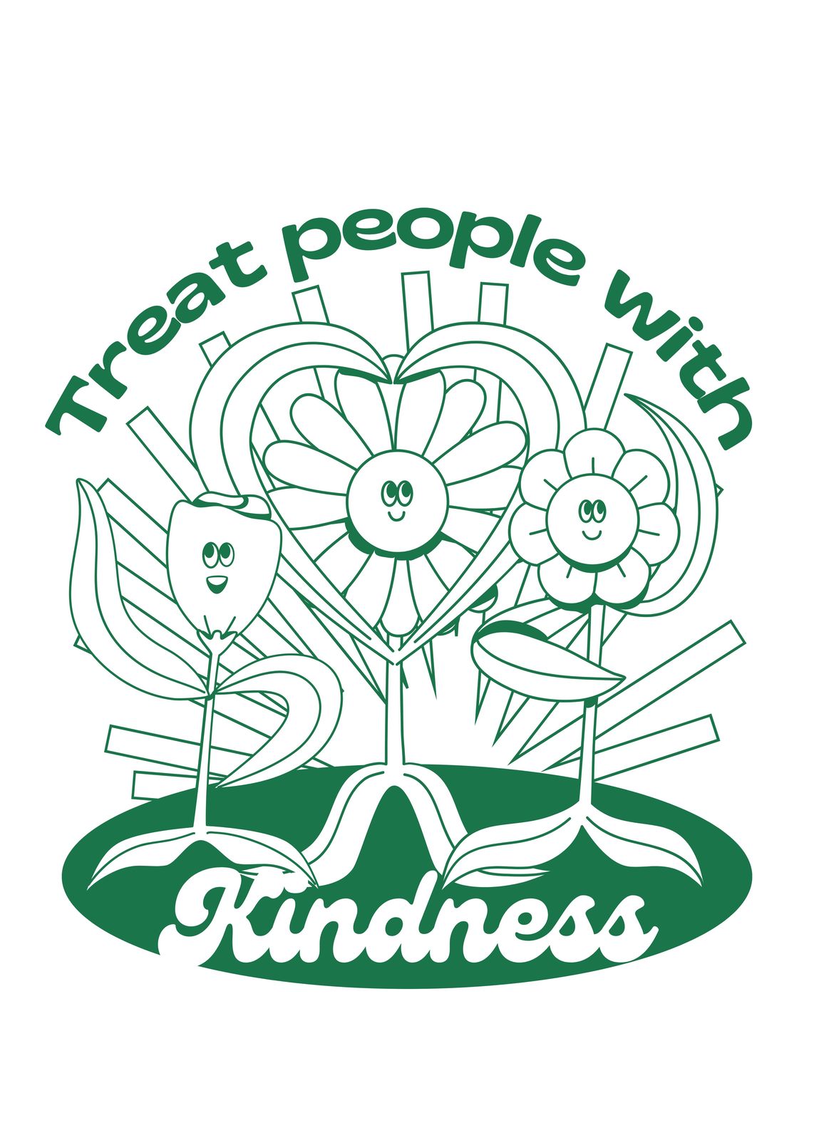 Whimsical Kindness Flowers Wall Art