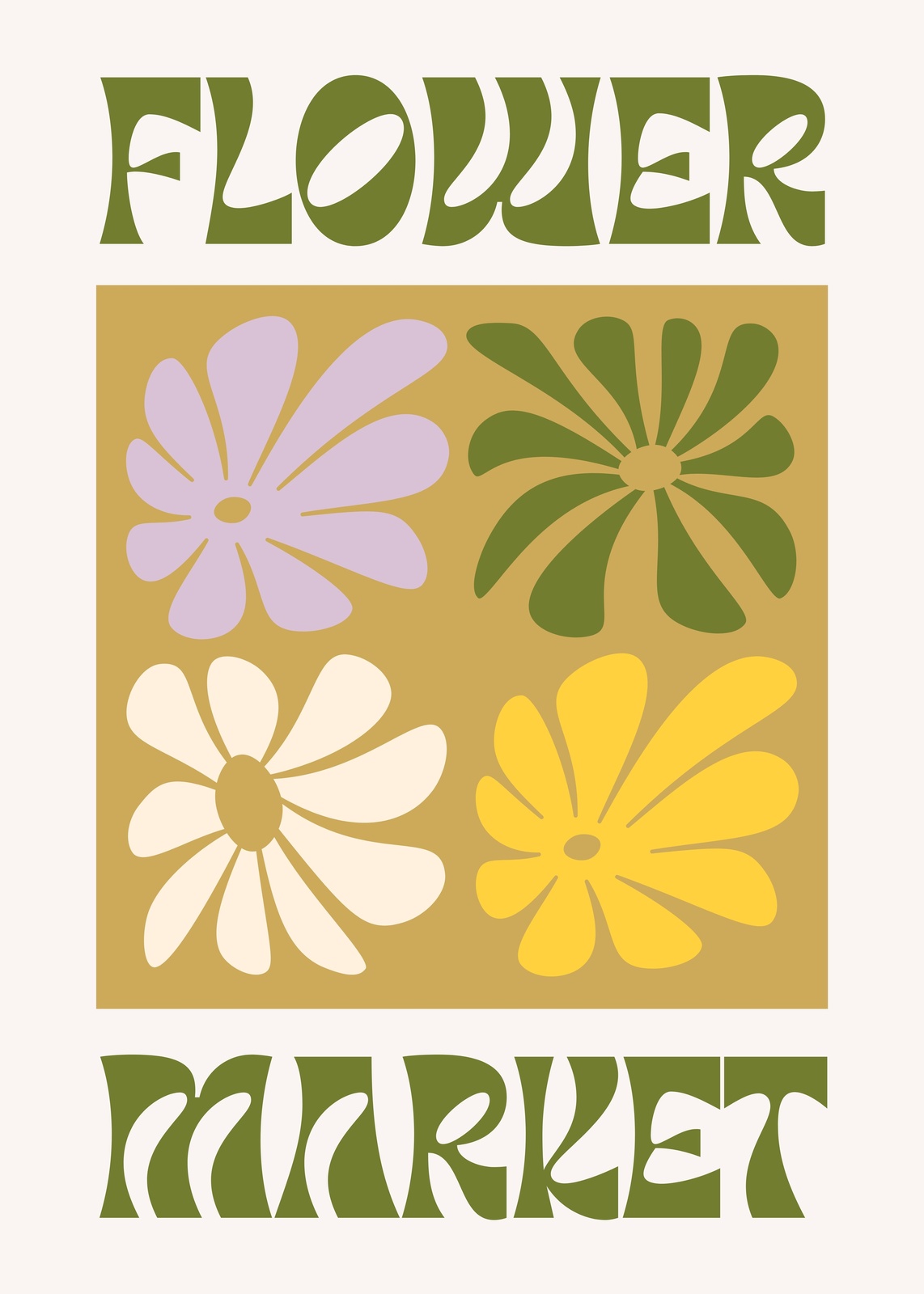Retro Flower Market Wall Art