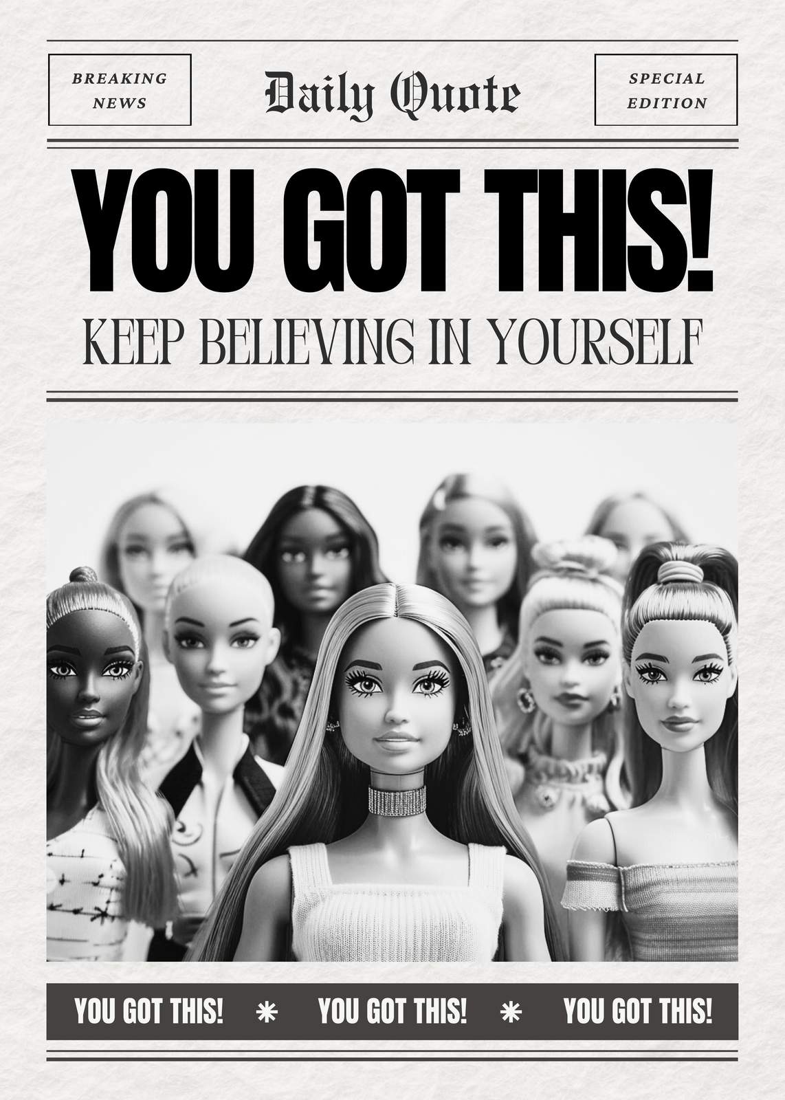 Motivational "You Got This!" Barbie Quote Wall Art