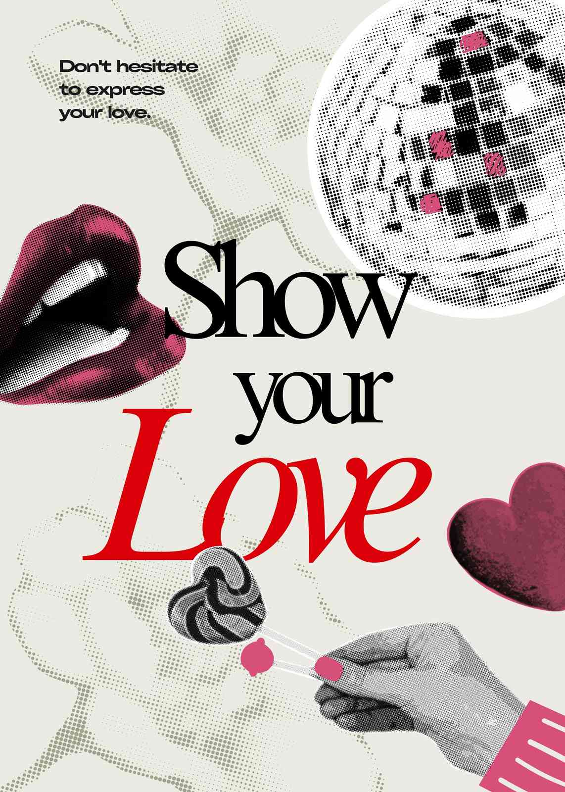Show Your Love Retro Disco Lips Wall Art
