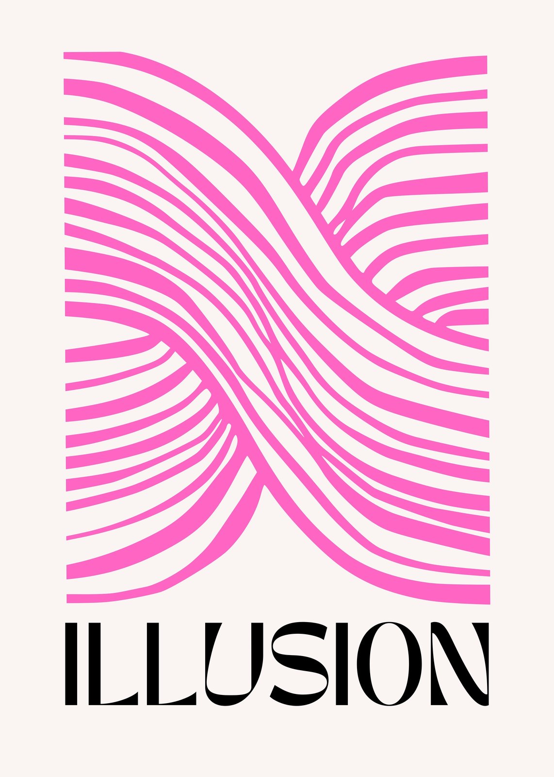 Abstract Pink Waves Illusion Wall Art