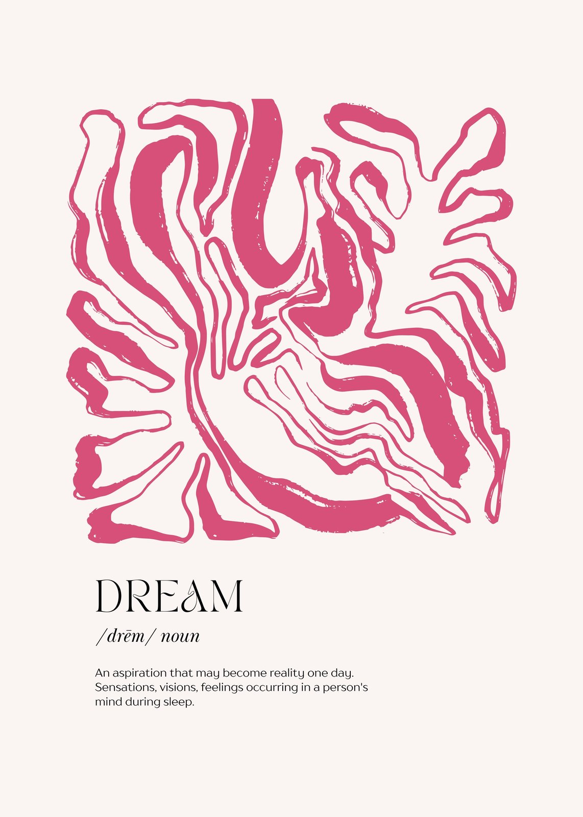 Pink Abstract Brush Stroke Dream Wall Art