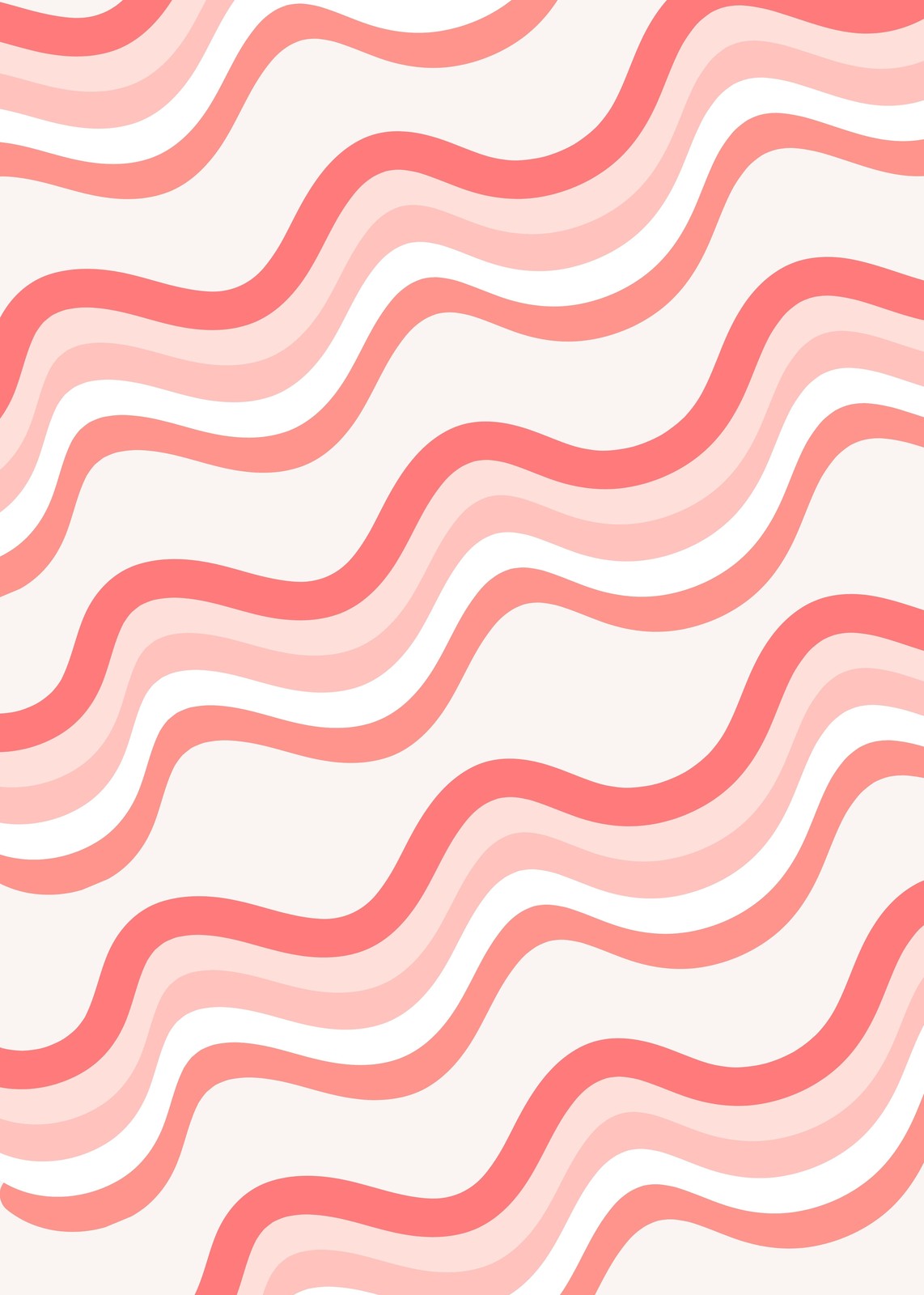 Retro Coral Waves Abstract Wall Art