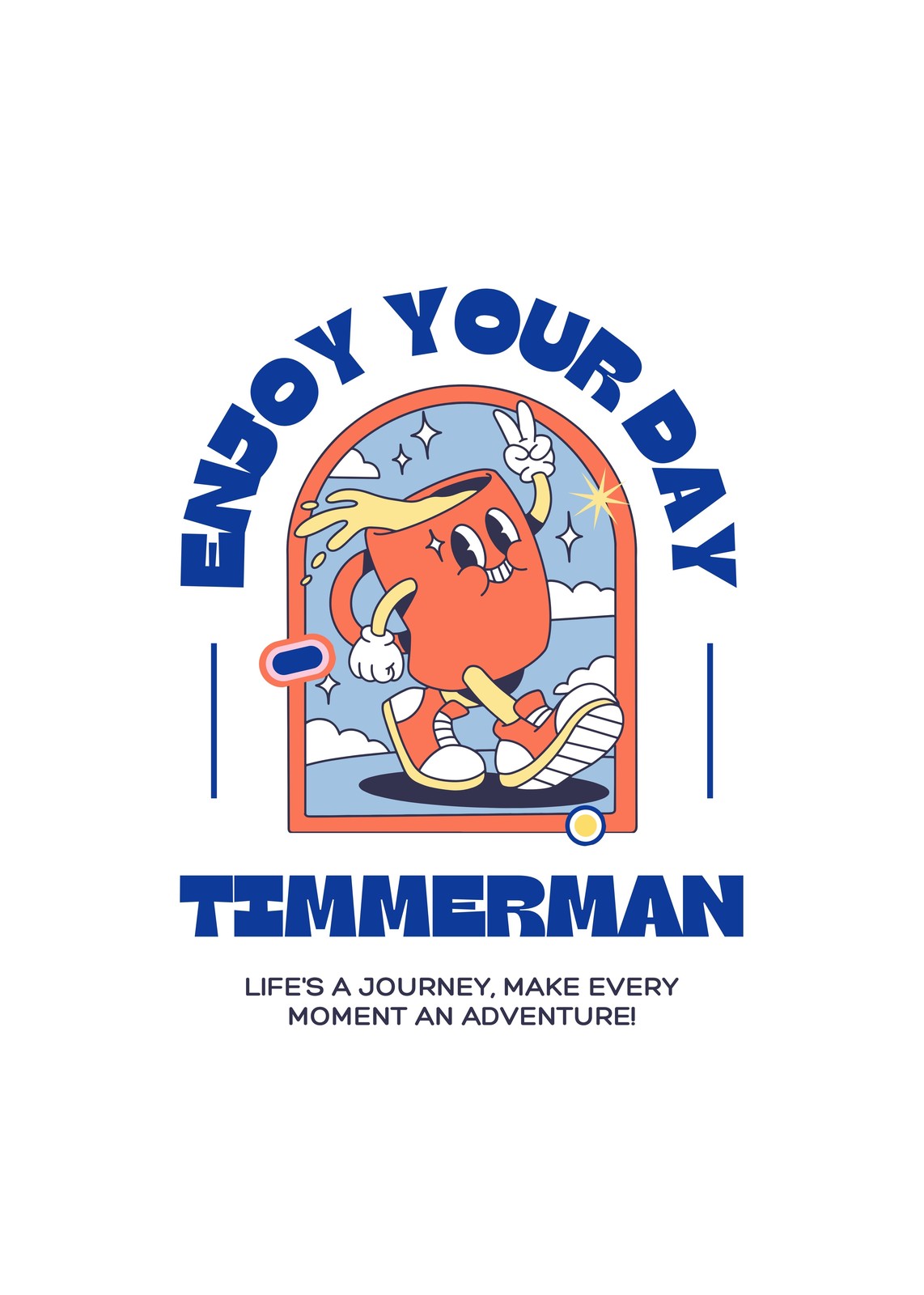 Retro Cartoon Character "Enjoy Your Day" Wall Art