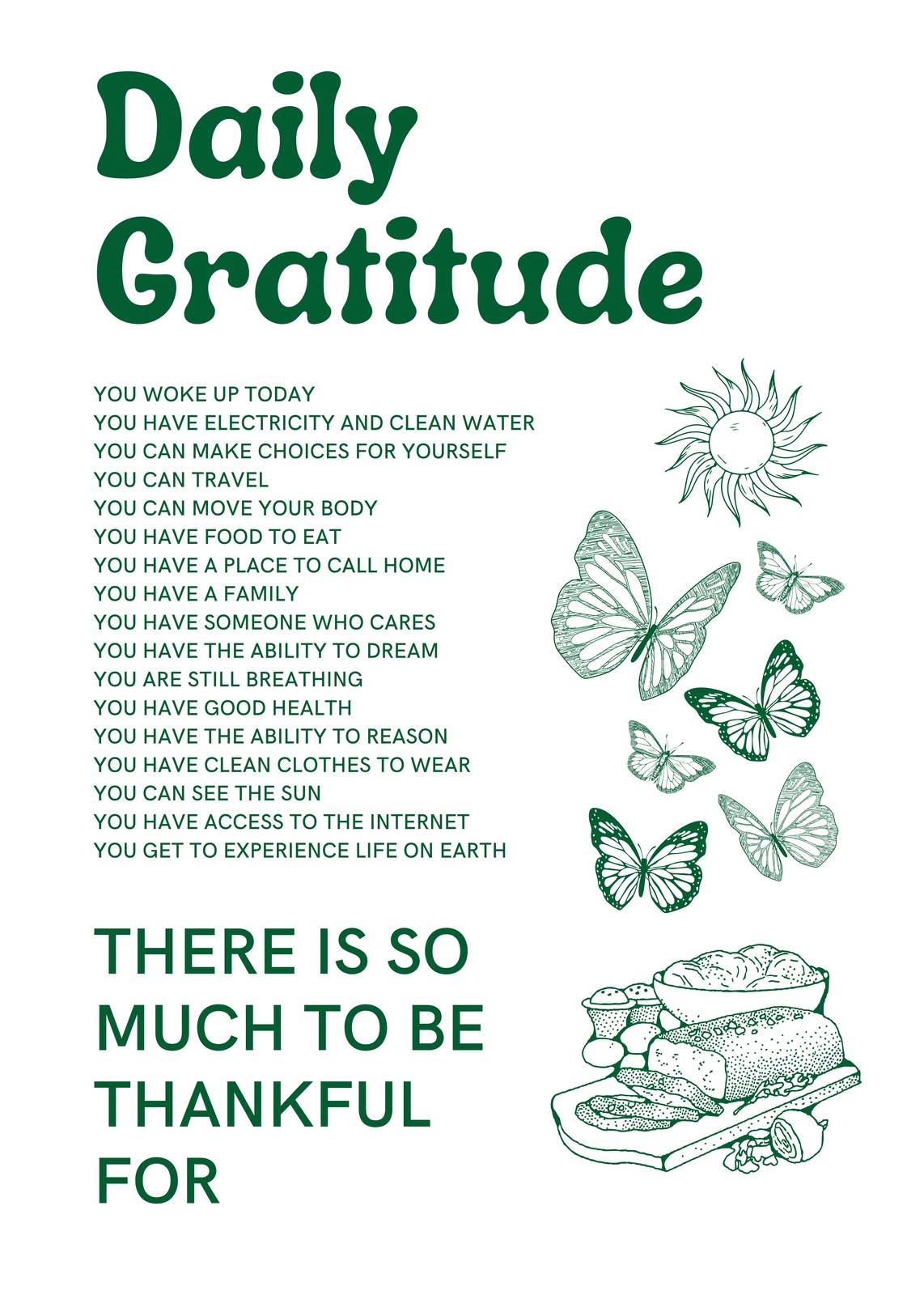 Daily Gratitude Boho Butterfly & Sun Wall Art