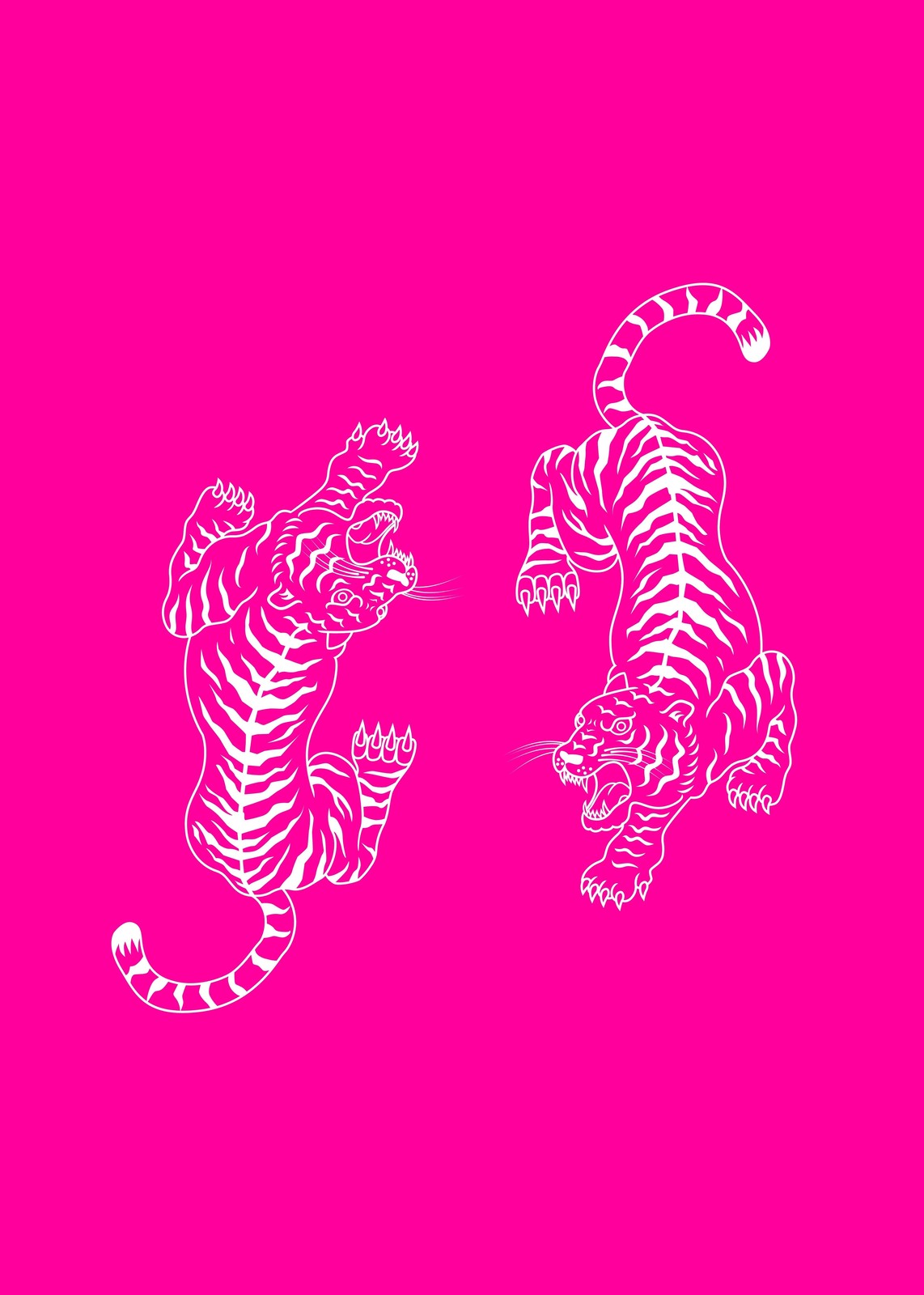 Bold Neon Tiger Duo Wall Art