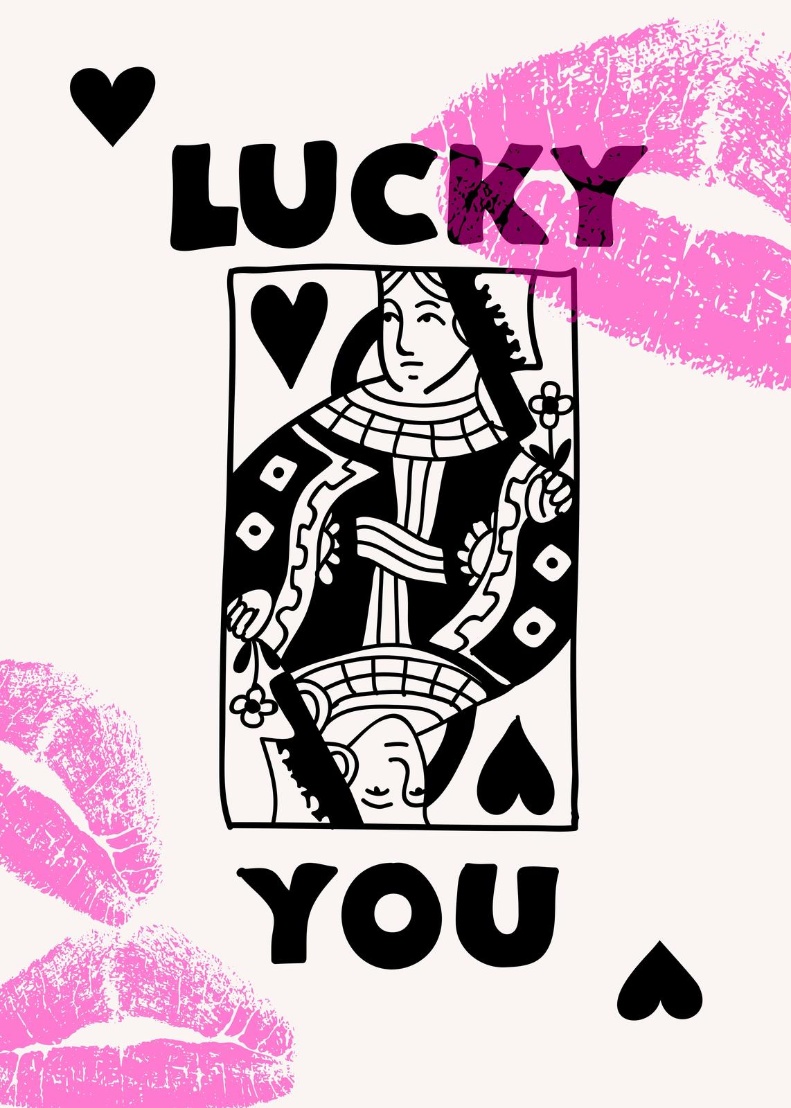 Queen of Hearts Lucky You Wall Art