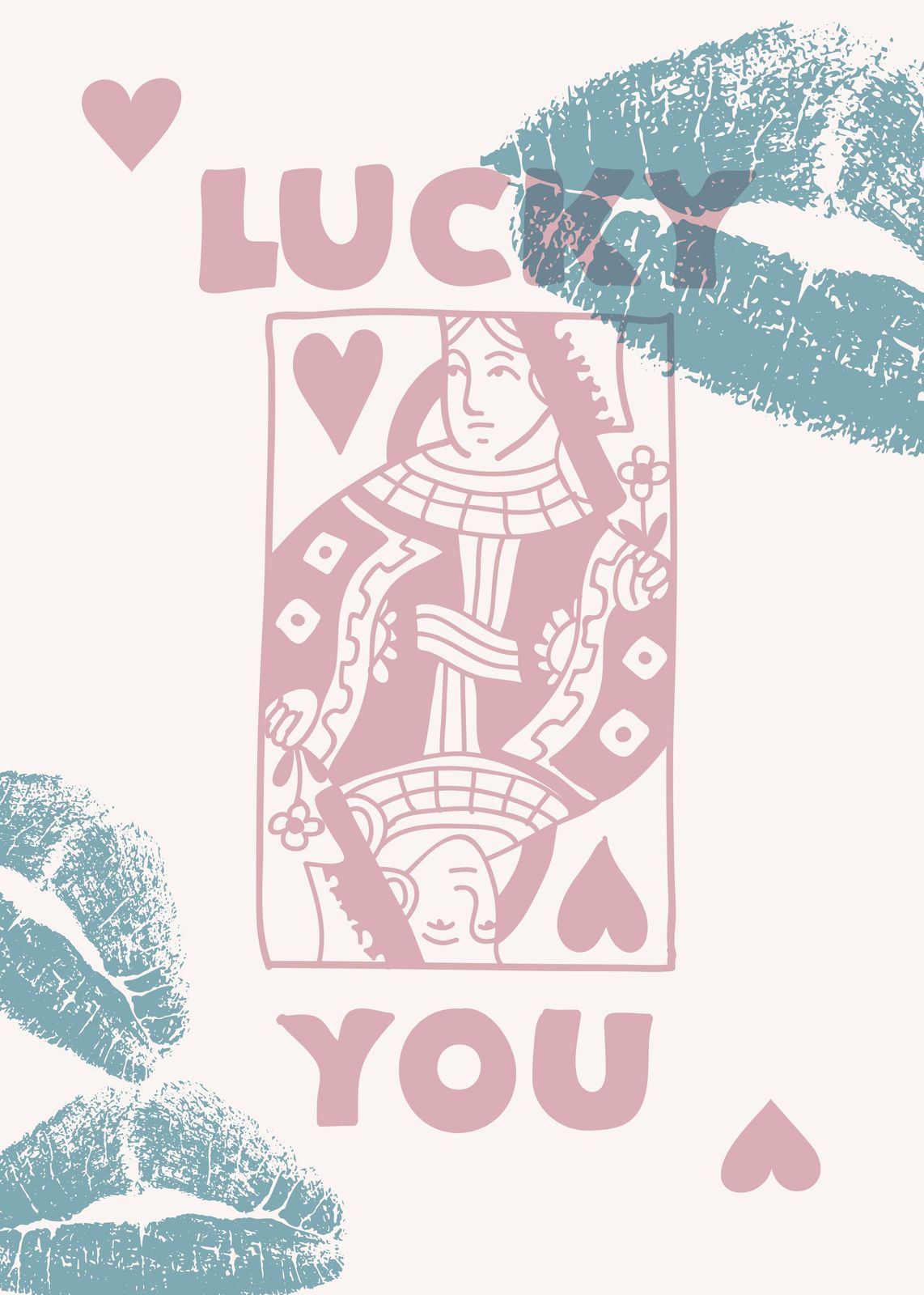 Lucky You Queen of Hearts Kiss Wall Art