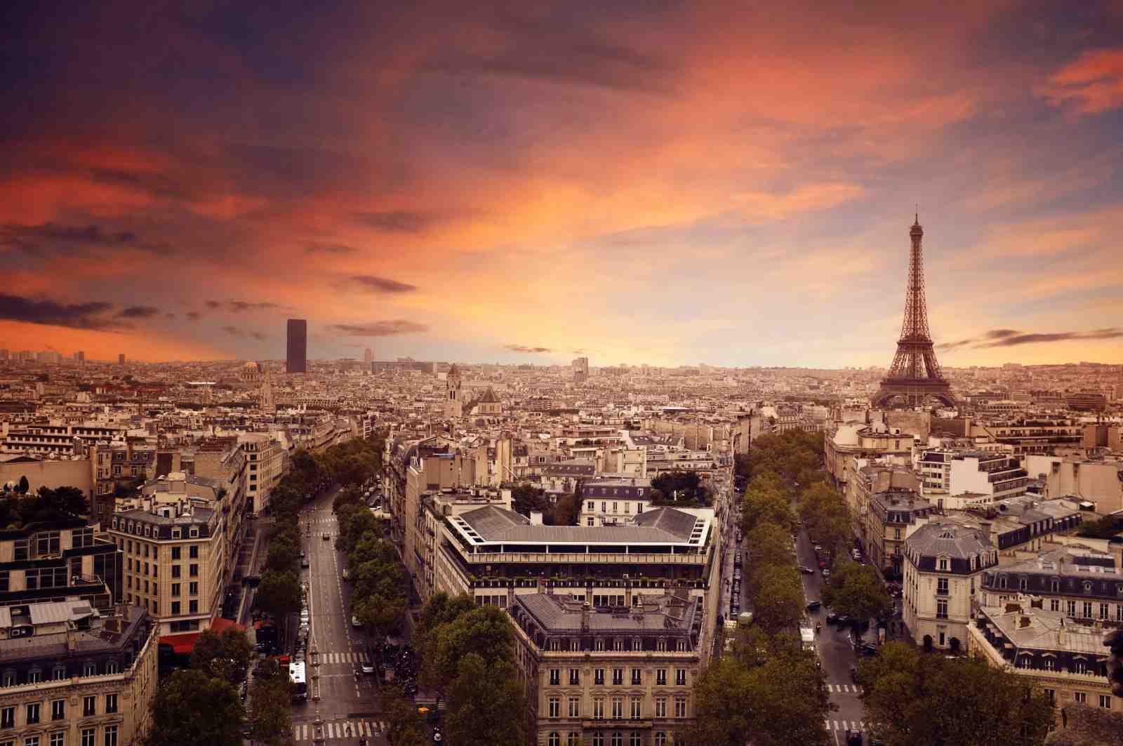 Parisian Sunset Skyline Eiffel Tower Wall Art