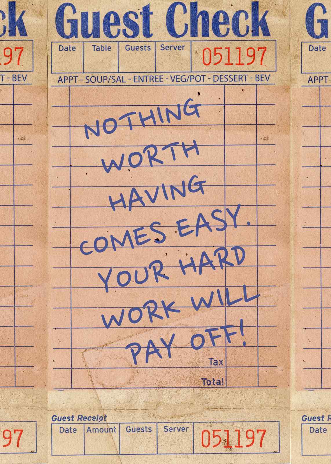 Motivational Guest Check "Hard Work Pays Off" Wall Art