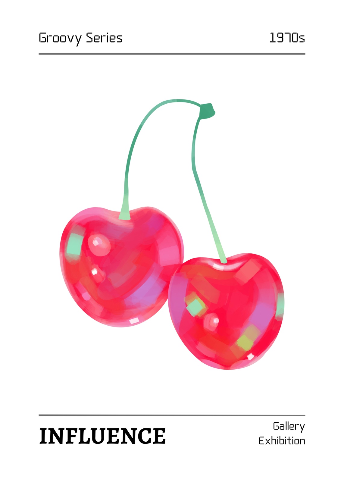 Retro Cherry 'Influence' Wall Art - 1970s Style