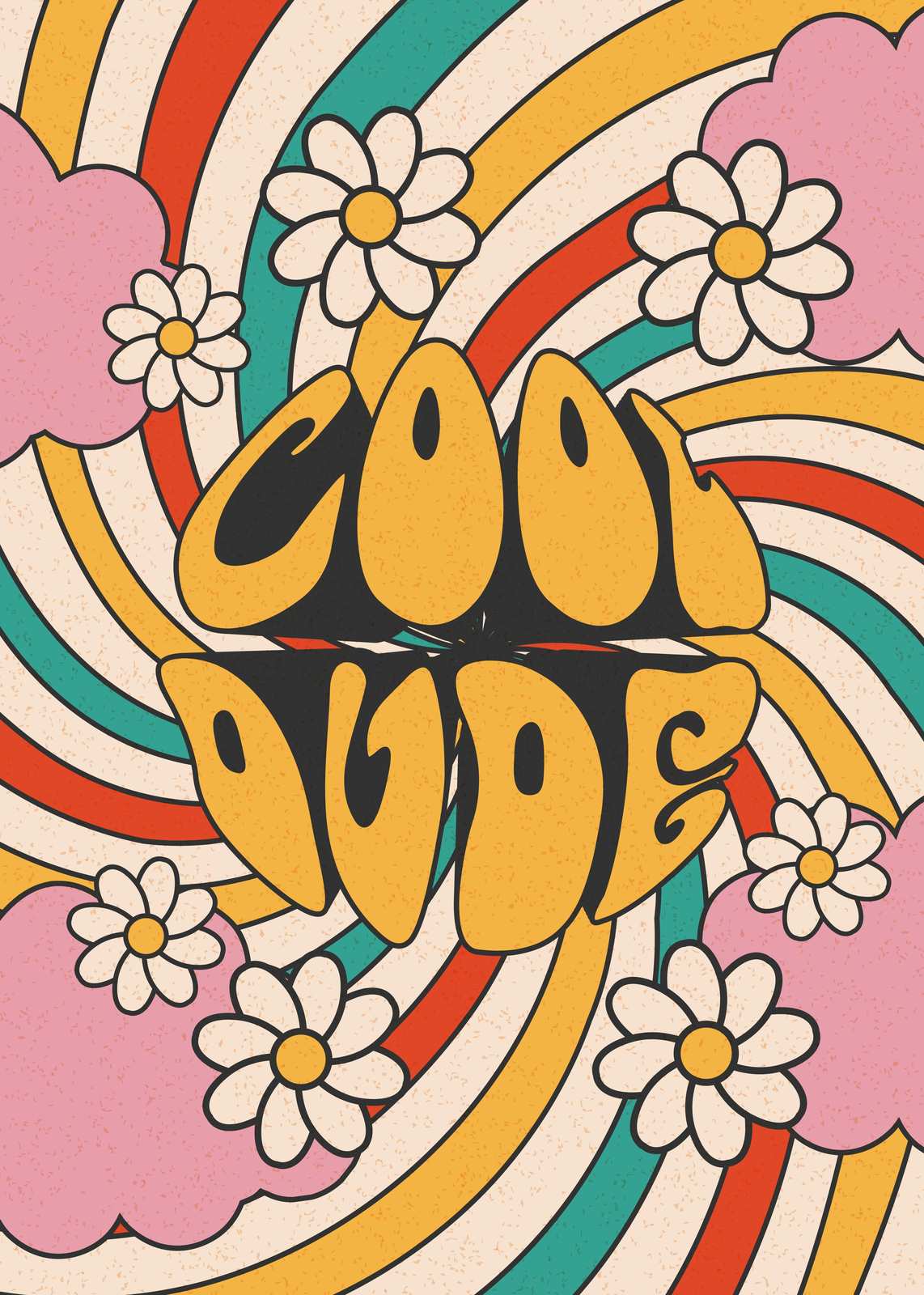 Groovy Retro "Cool Dude" Daisy Wall Art