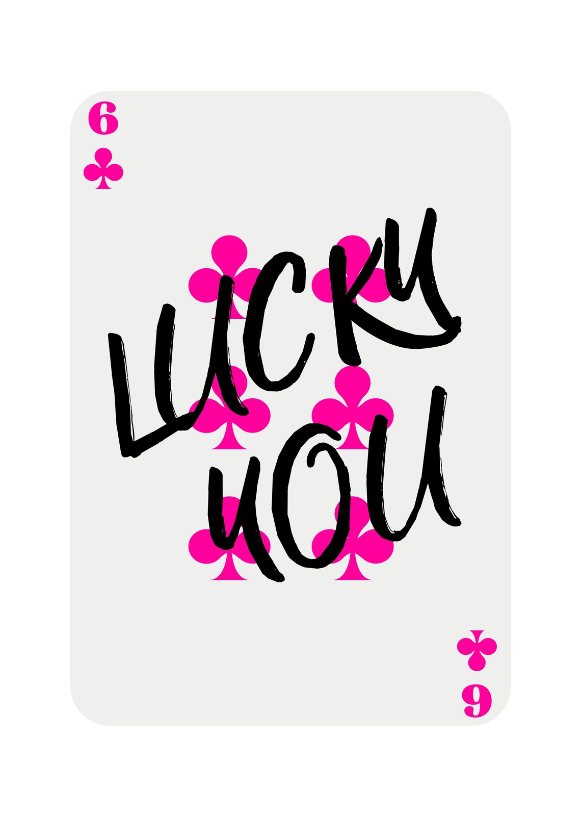 Lucky You Pink Clubs Card Wall Art