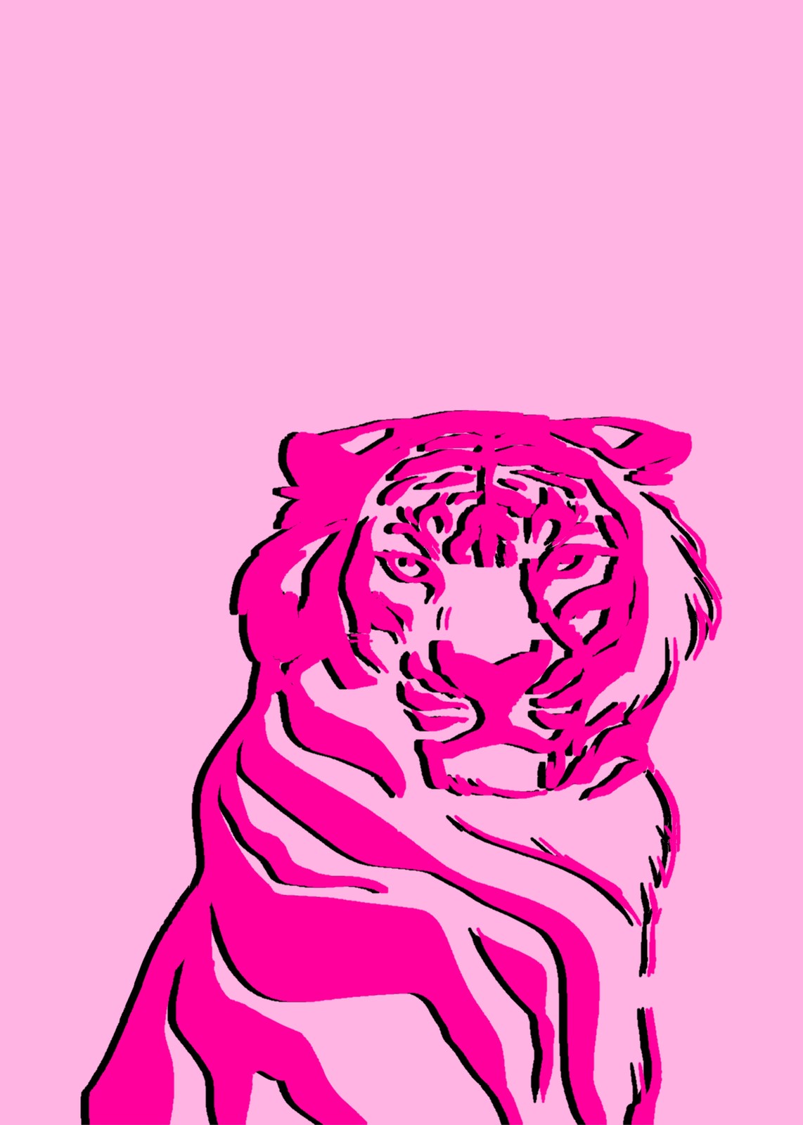 Bold Pink Tiger Pop Art Wall Art