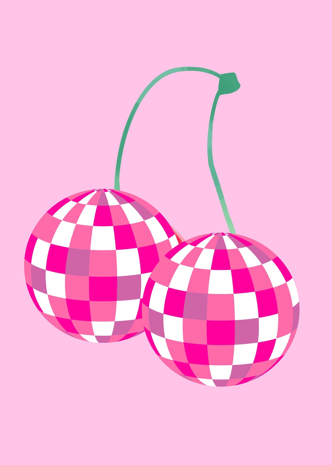 Pink Disco Cherries Art Wall Art