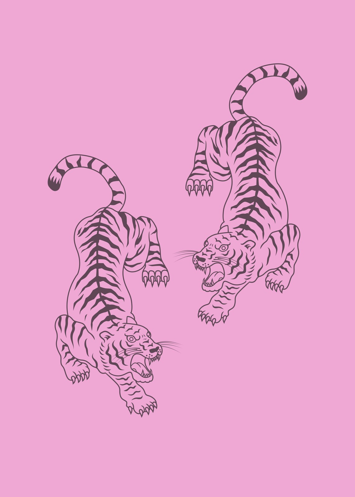 Bold Tiger Duo Pink Wall Art