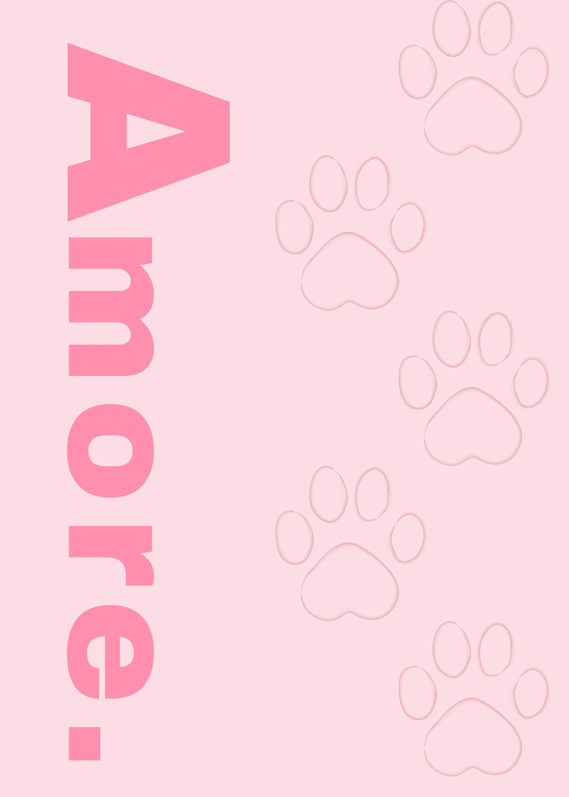 Amore Paw Print Pink Cute Pet Wall Art