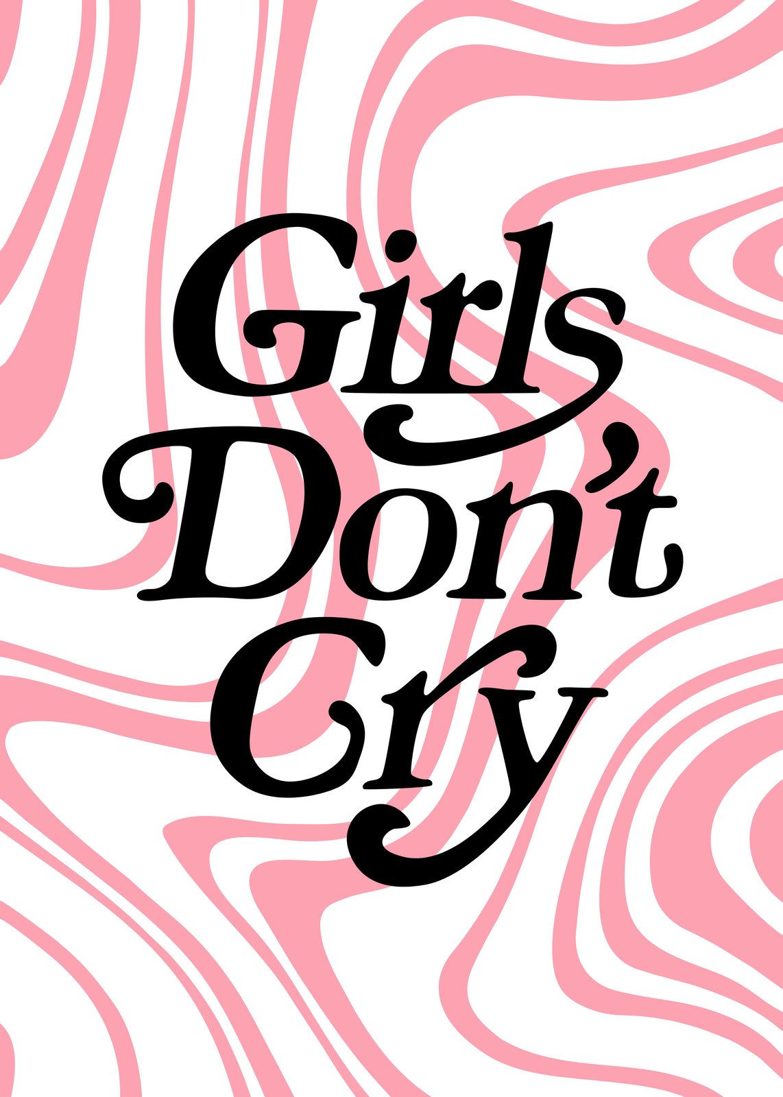 Girls Don't Cry Retro Pink Swirl Wall Art