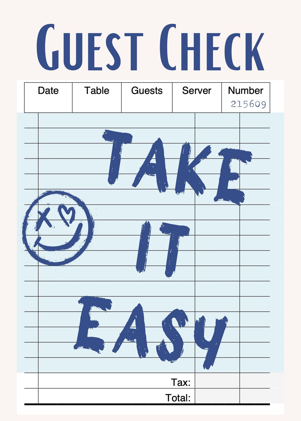 Take It Easy Guest Check Wall Art