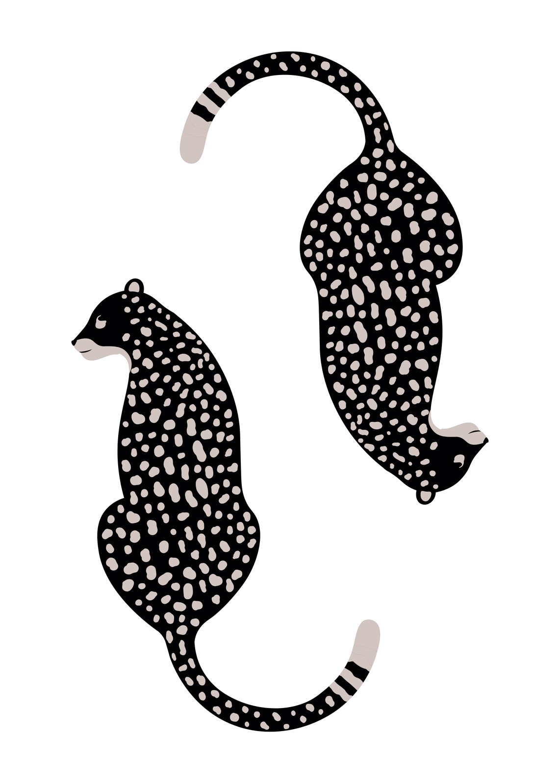 Artistic Black Leopard Pair Wall Art