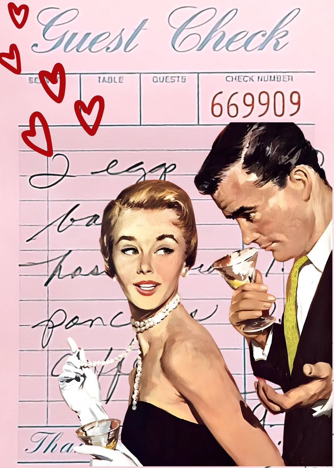 Retro Romance Guest Check Wall Art