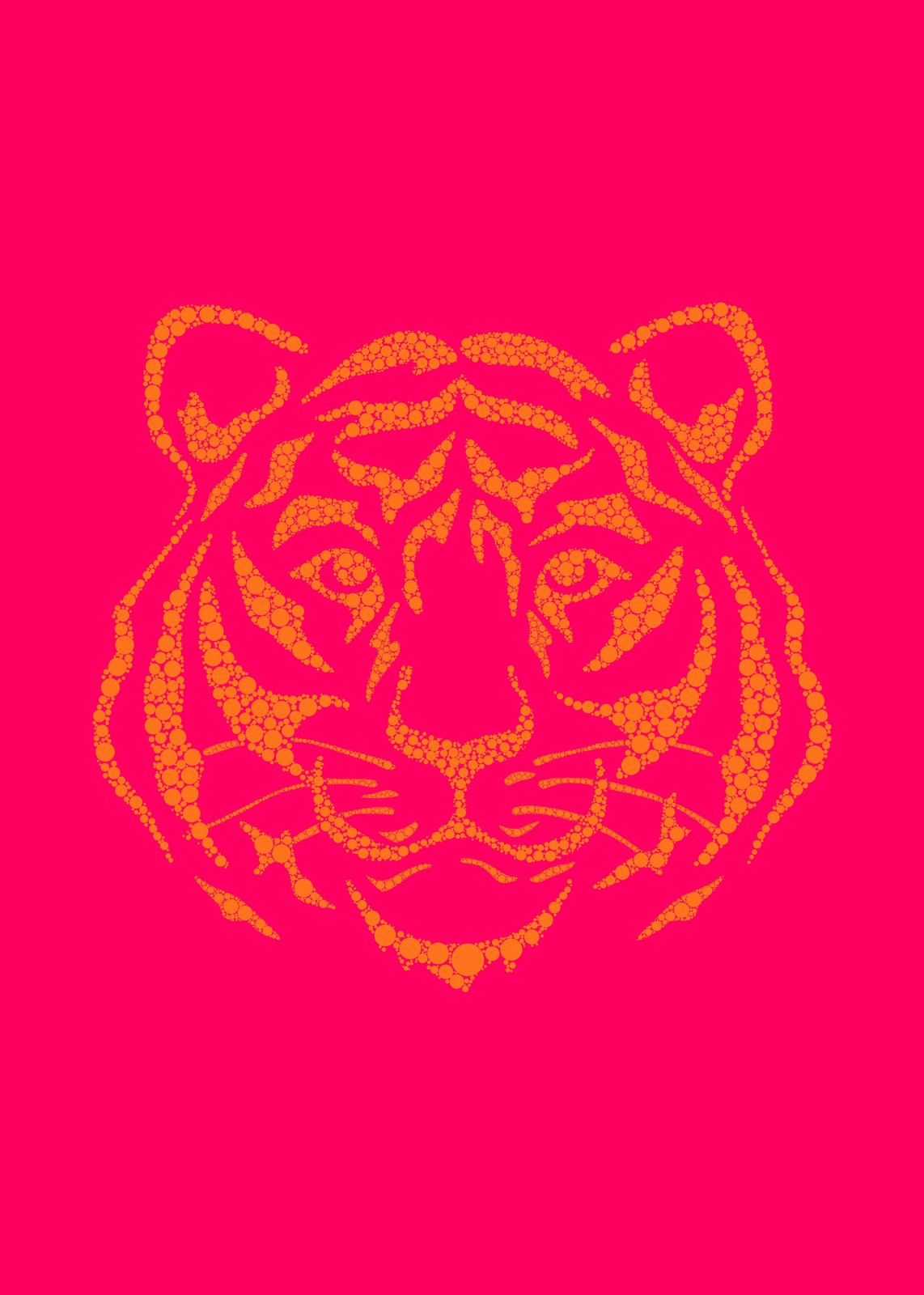 Bold Tiger Face Dot Art Wall Art