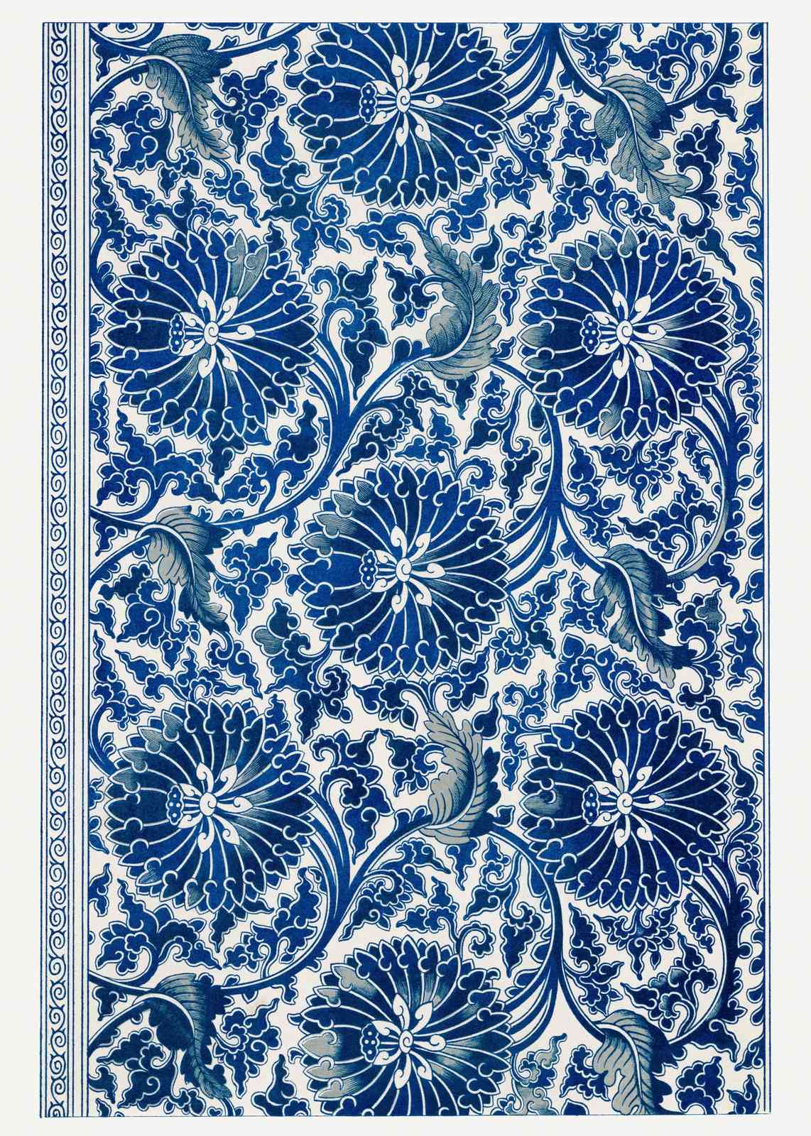 Blue Floral Asian Blossom Wall Art