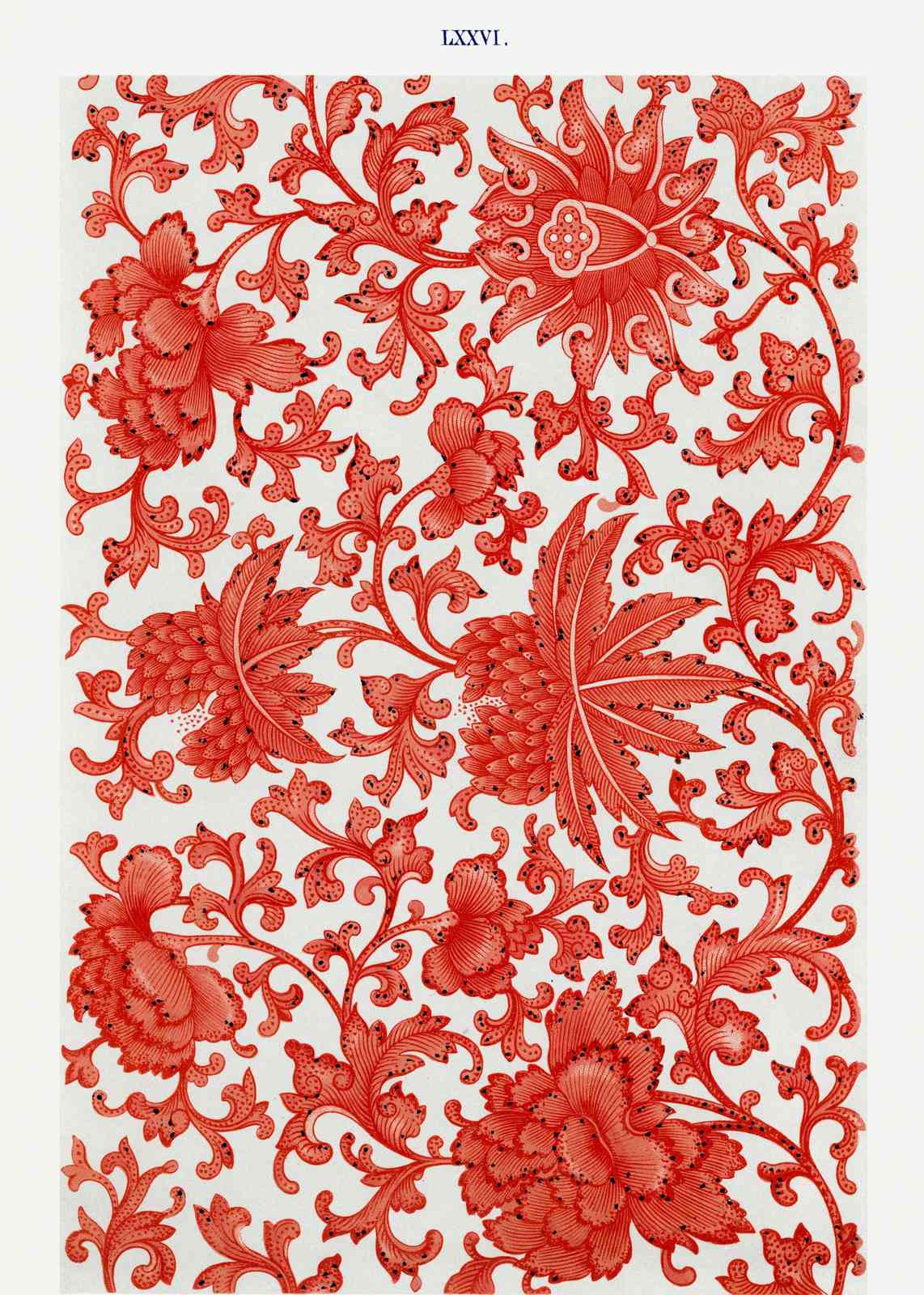 Vibrant Red Floral Pattern Wall Art