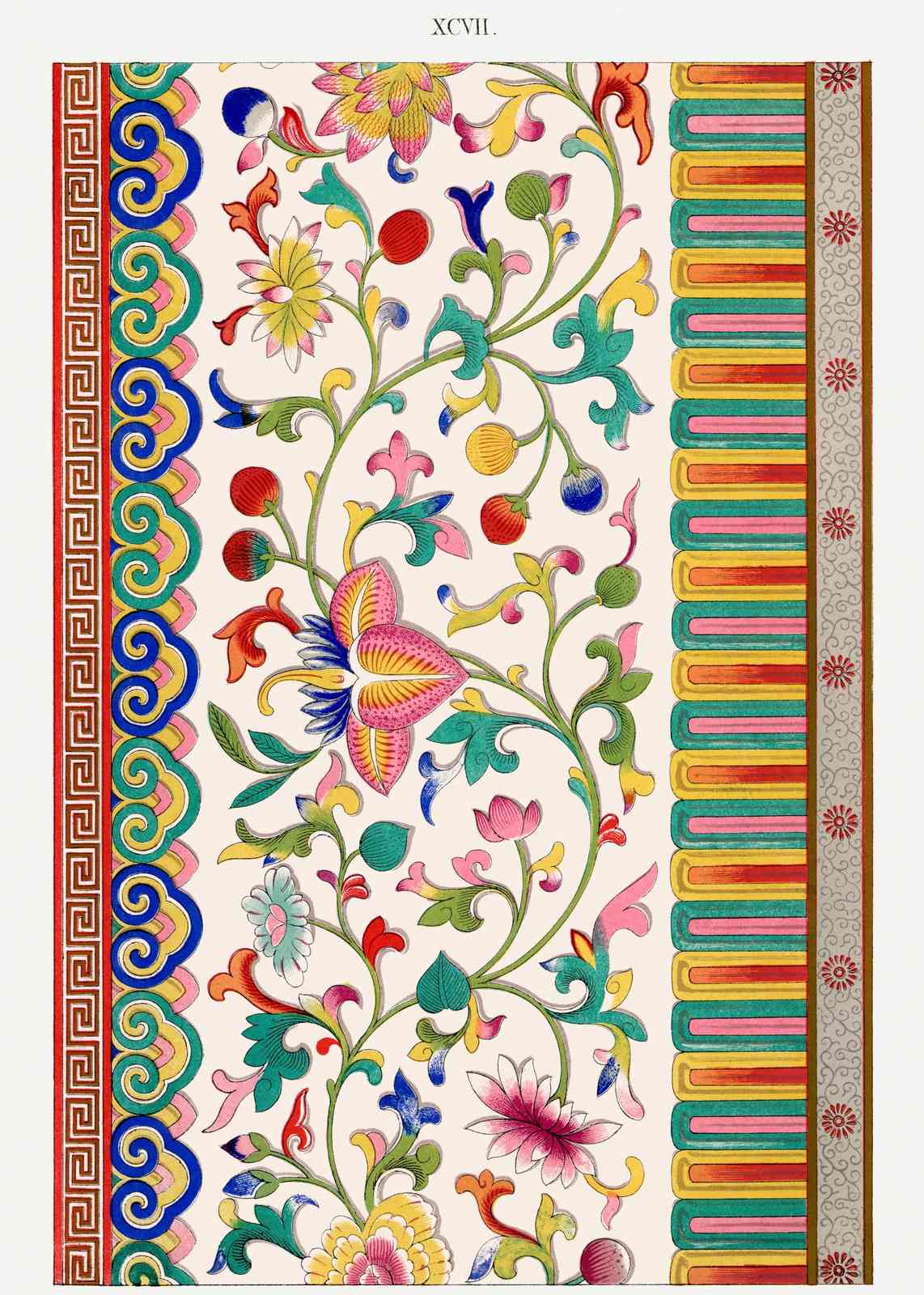 Vibrant Floral Scrollwork Wall Art