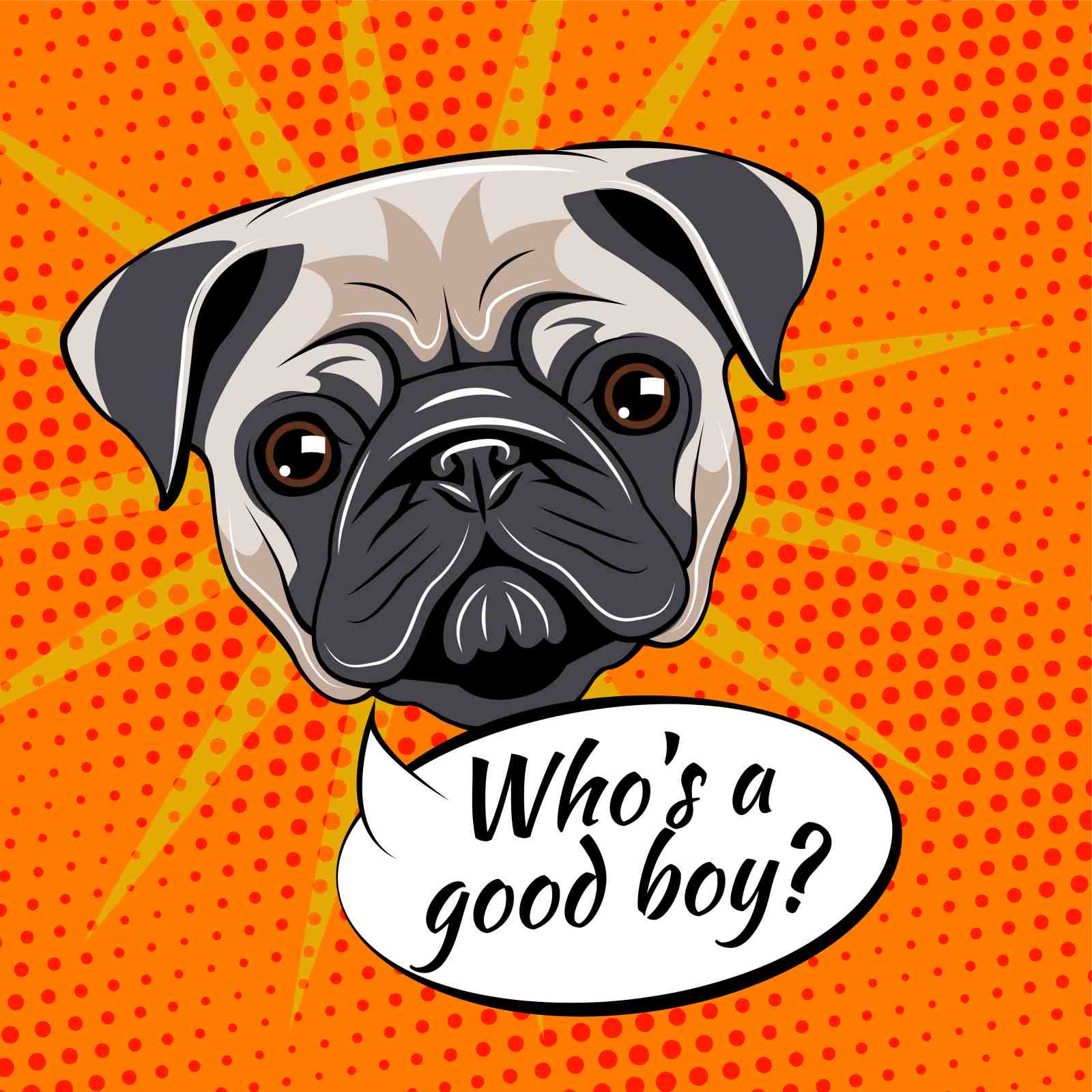 Pop Art Pug "Who's a Good Boy?" Wall Art
