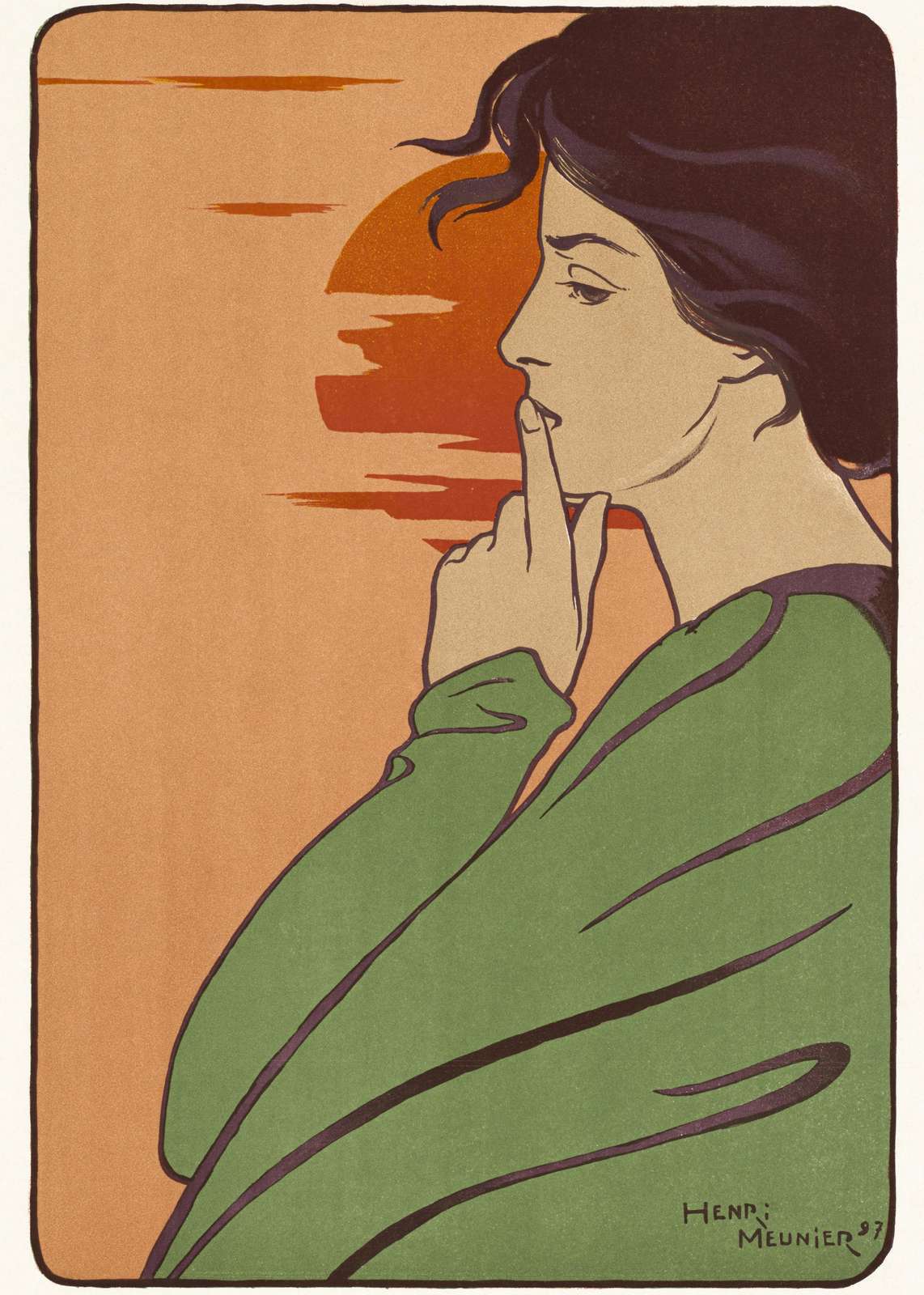 Mysterious Woman Sunset Art Wall Art