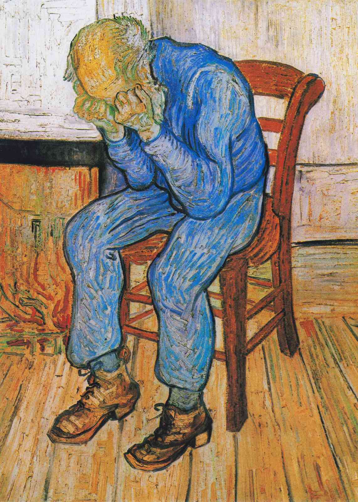 Sorrowful Man in Blue Wall Art