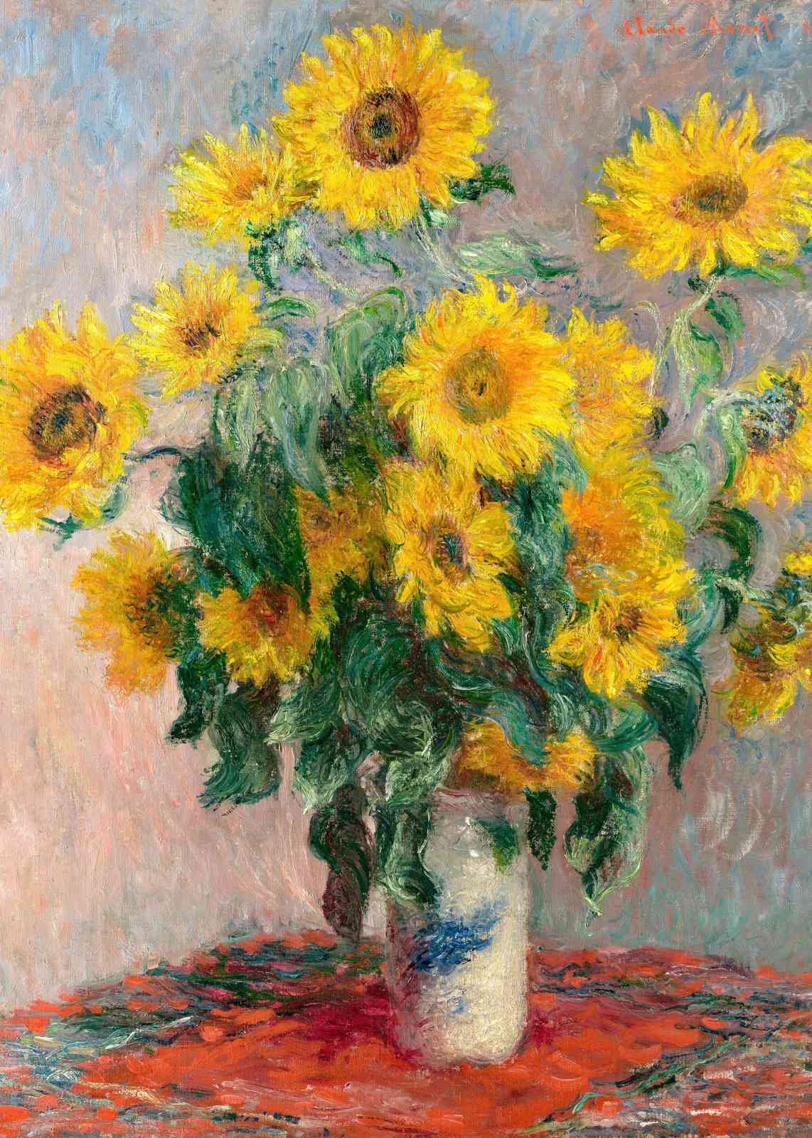 Vibrant Sunflowers Vase Impressionist Wall Art