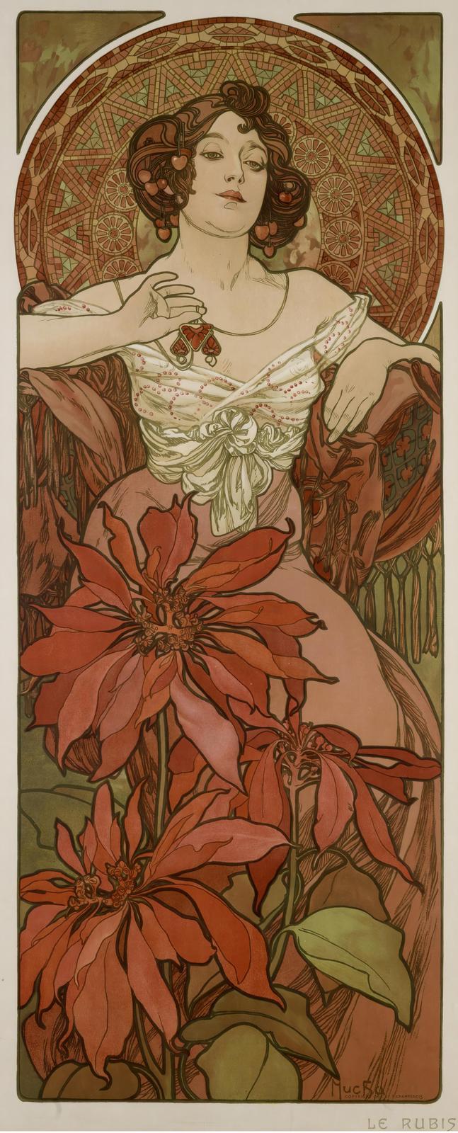 Art Nouveau Woman & Flowers Wall Art
