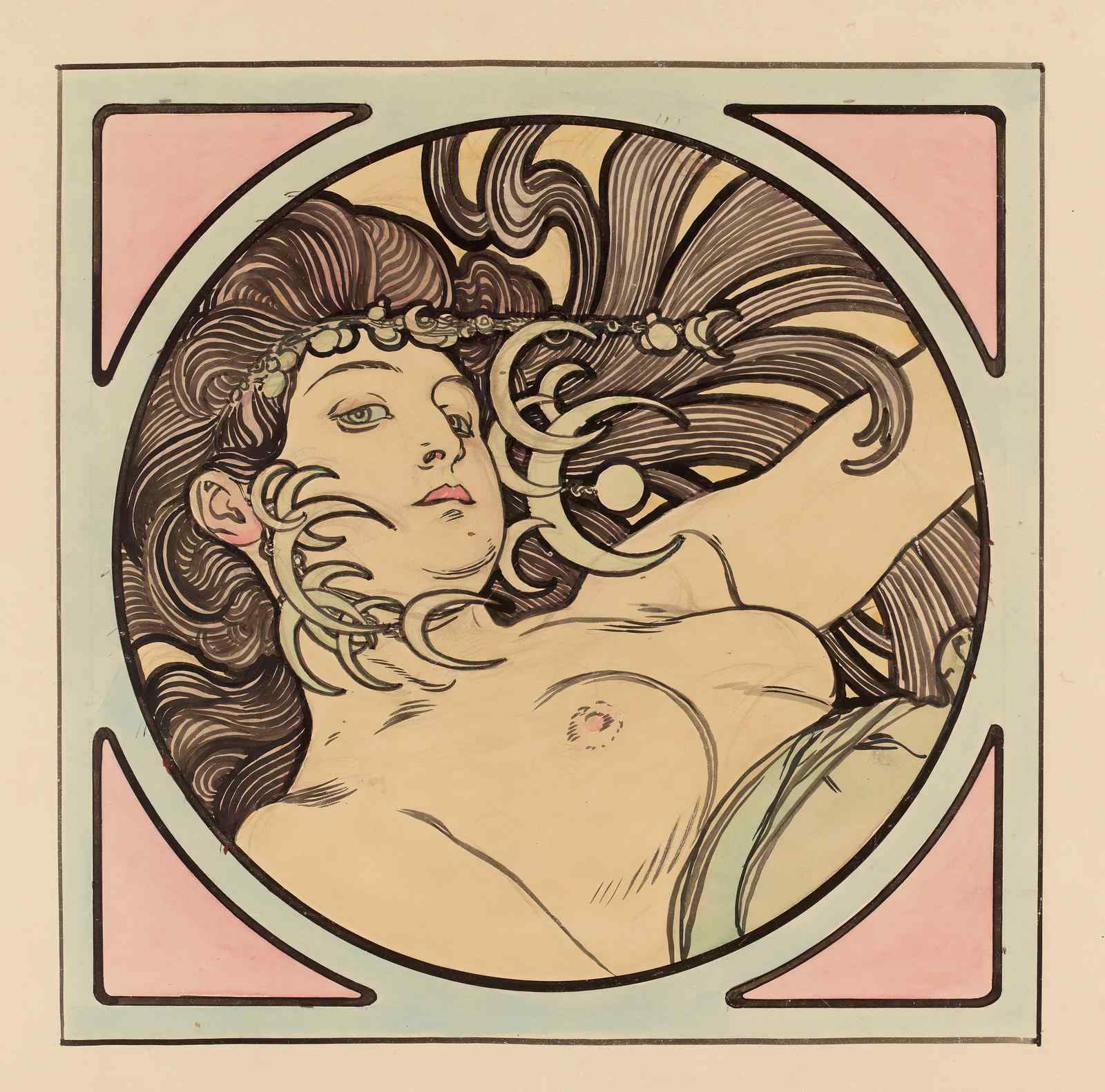 Elegant Woman Art Nouveau Wall Art