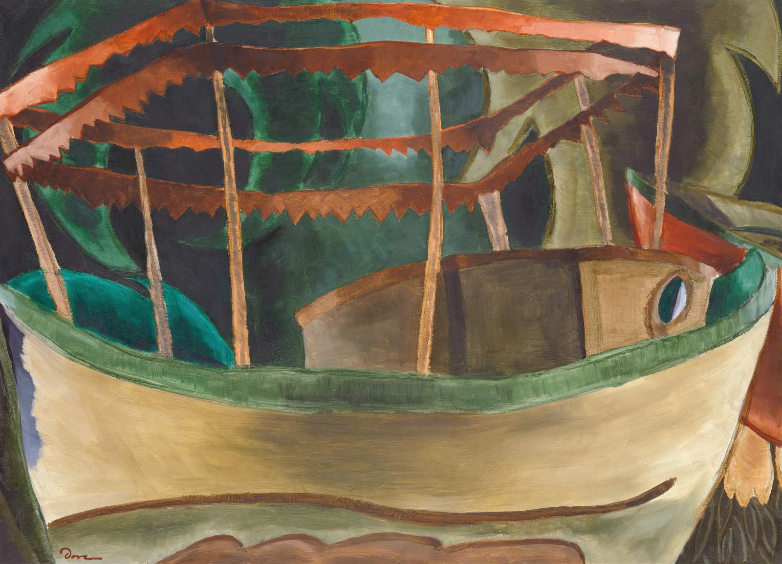 Serene Riverboat Landscape Oil Painting Wall Art
