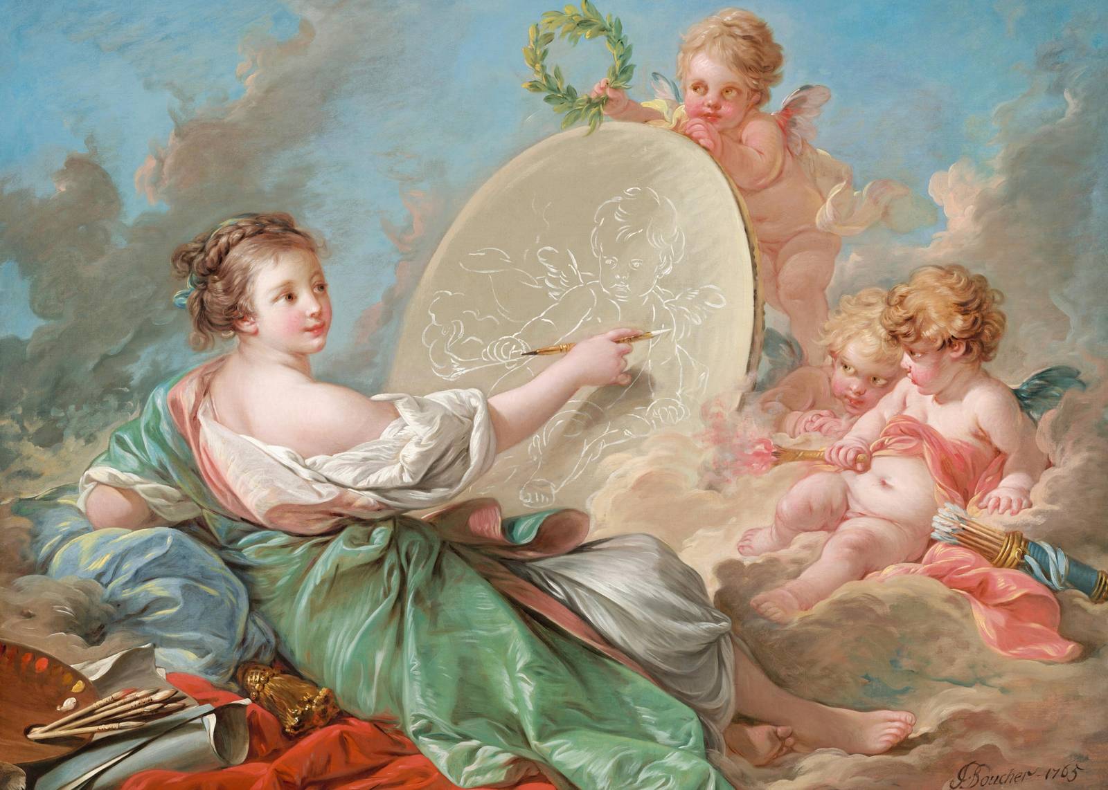 Allegory of Painting Cherubs Wall Art