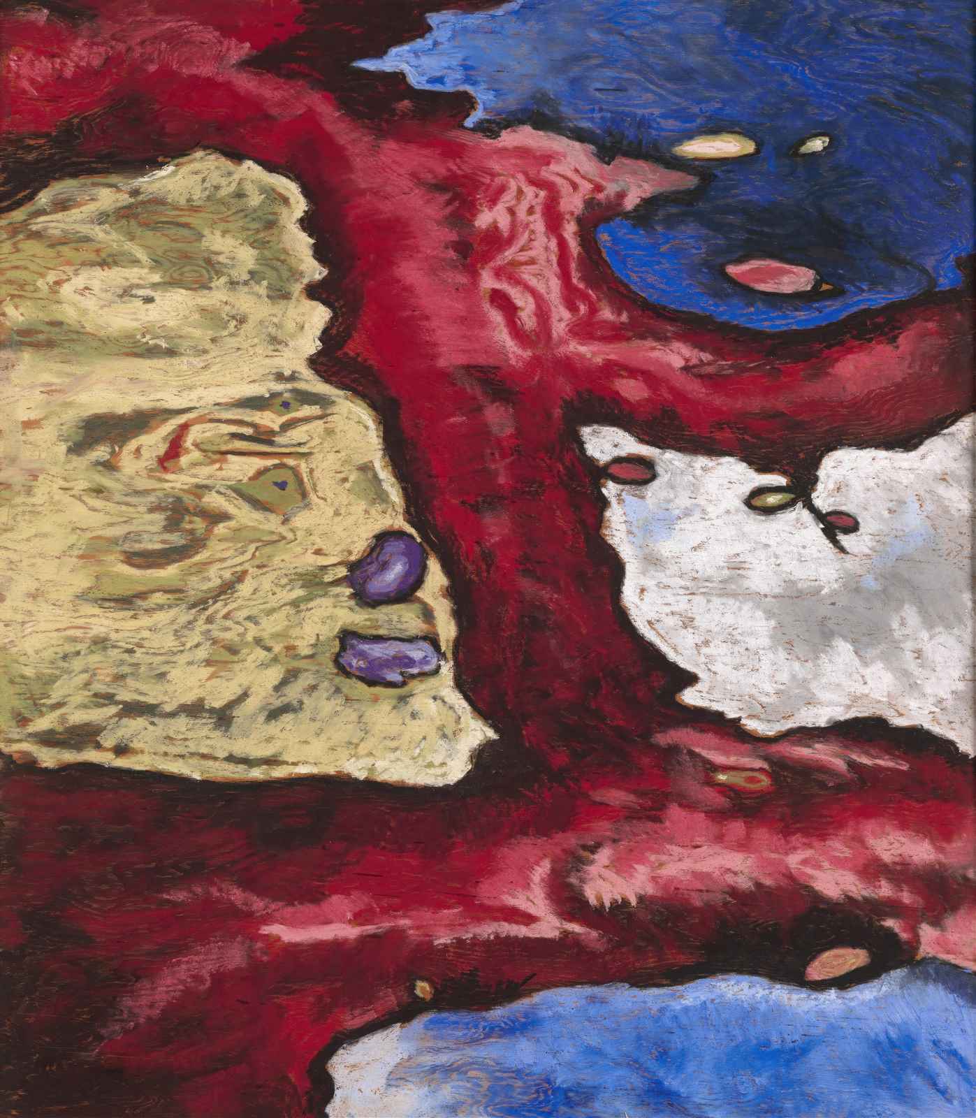 Vibrant Abstract Expressionism Red & Blue Wall Art