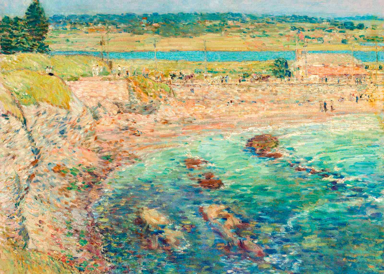 Seaside Beach Impressionist Oil Painting Wall Art