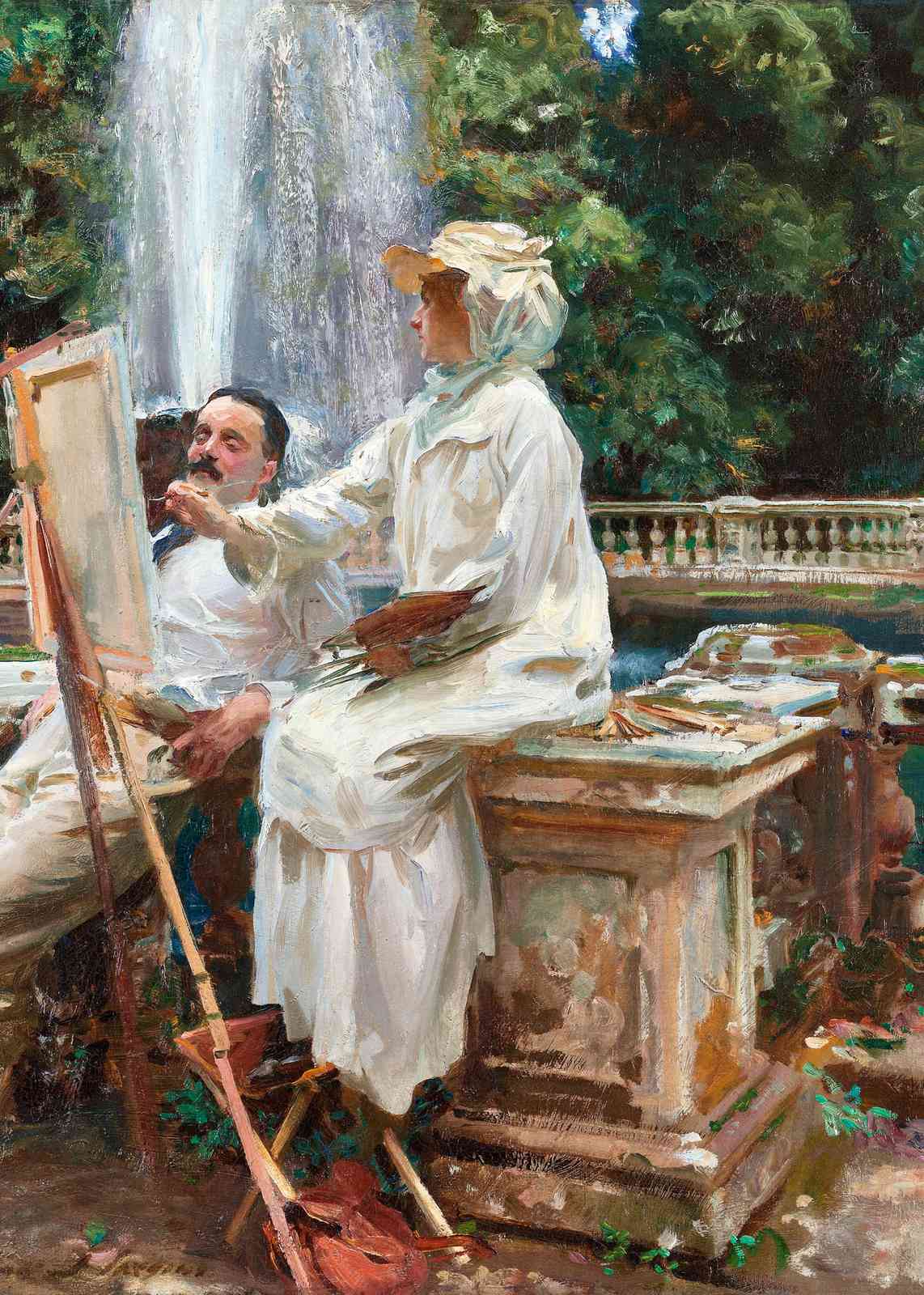 Impressionist Artist Couple Fountain Wall Art