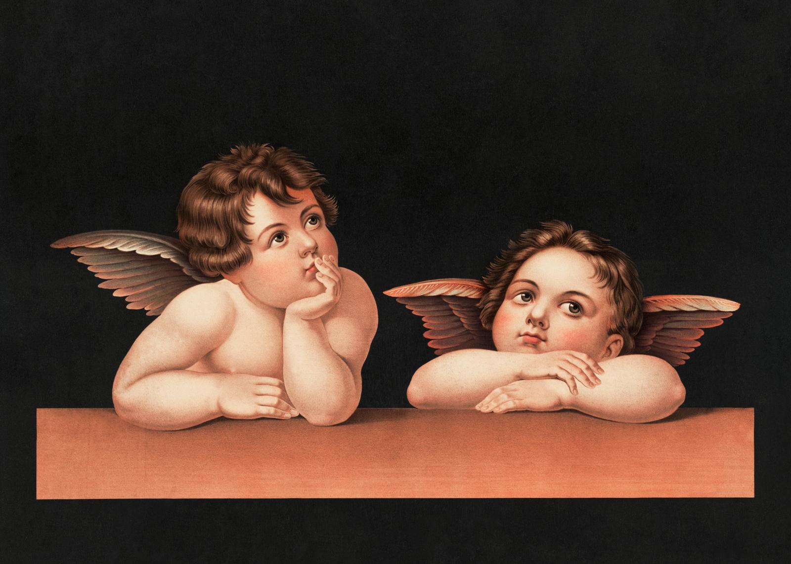 Vintage Cherub Duo Wall Art Wall Art
