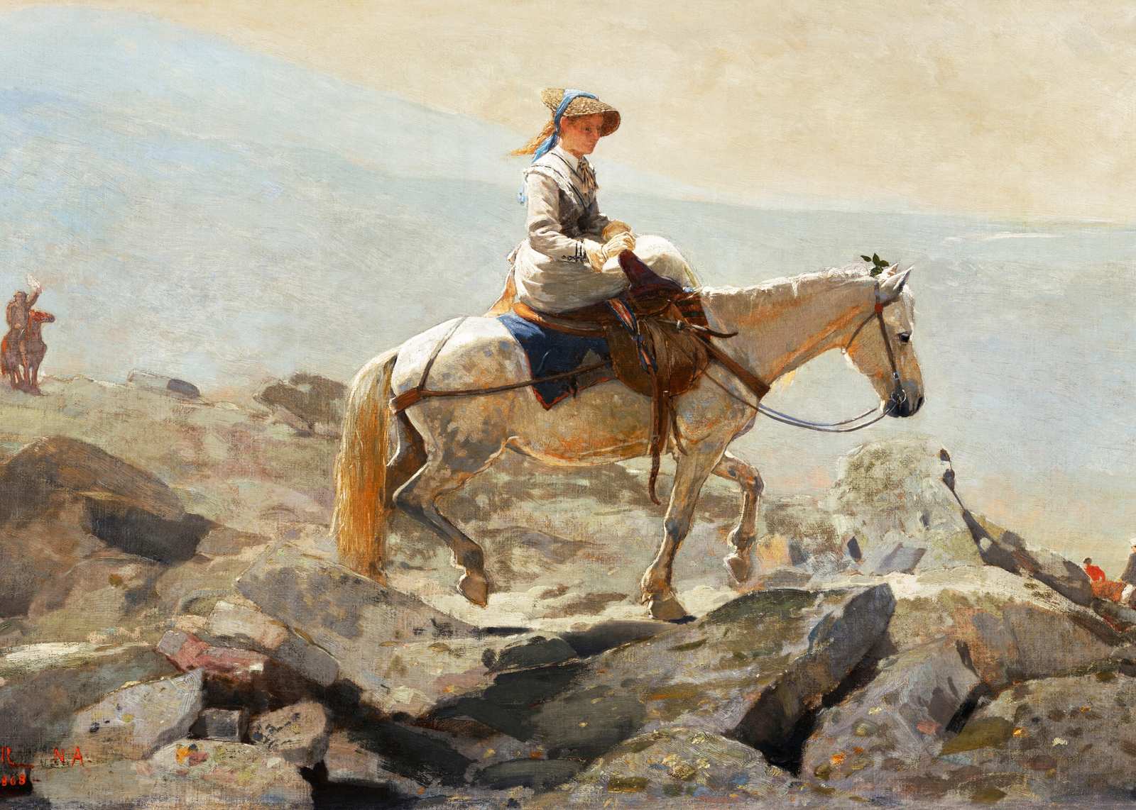 Woman on Horseback Rocky Landscape Wall Art