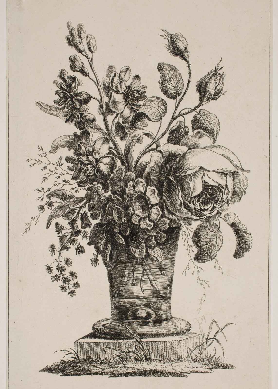 Vintage Floral Still Life Etching Wall Art