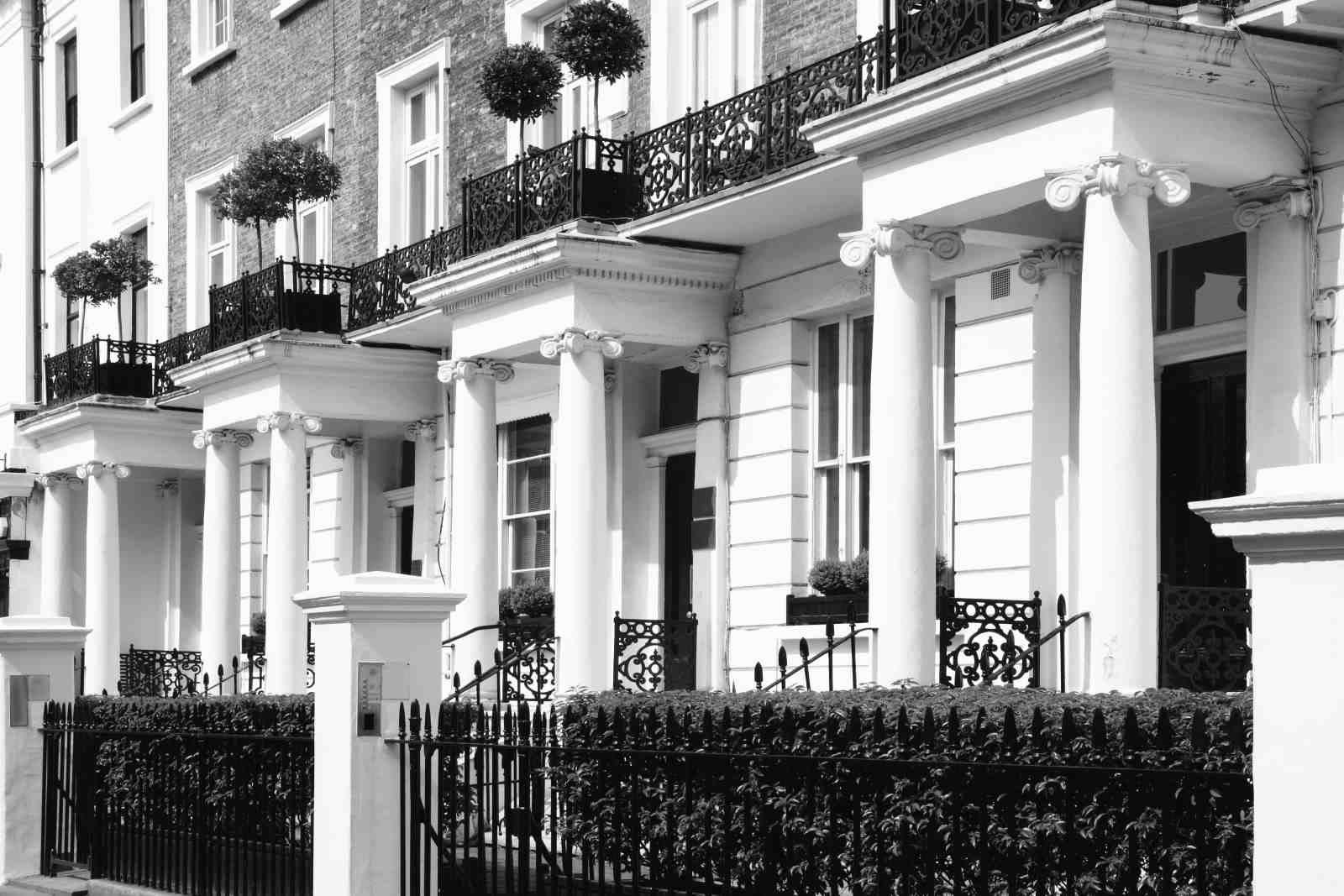 Elegant London Townhouse Black and White Wall Art